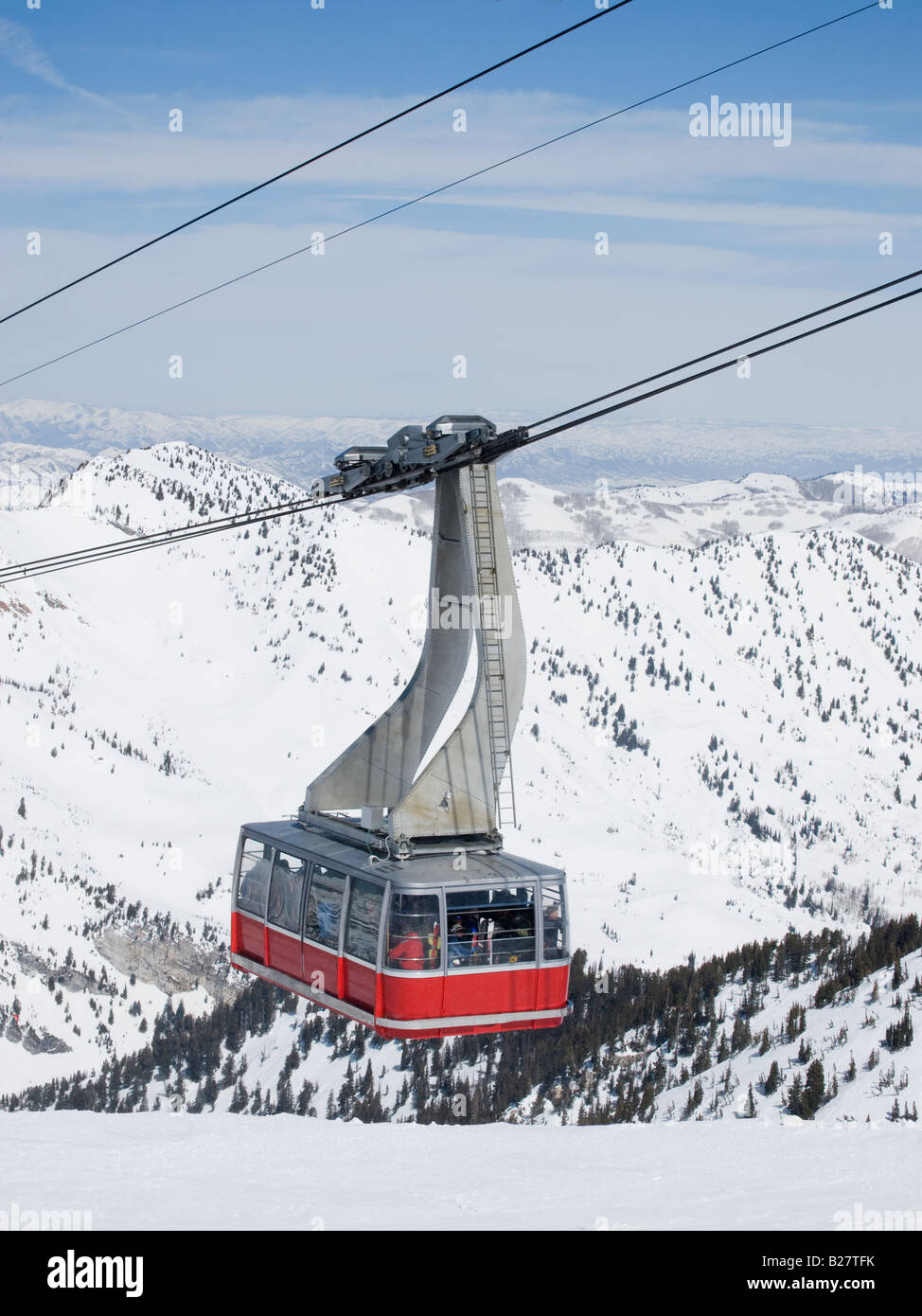 Tram on mountain, Snowbird Ski Resort, Wasatch Mountains, Utah, United States Stock Photo