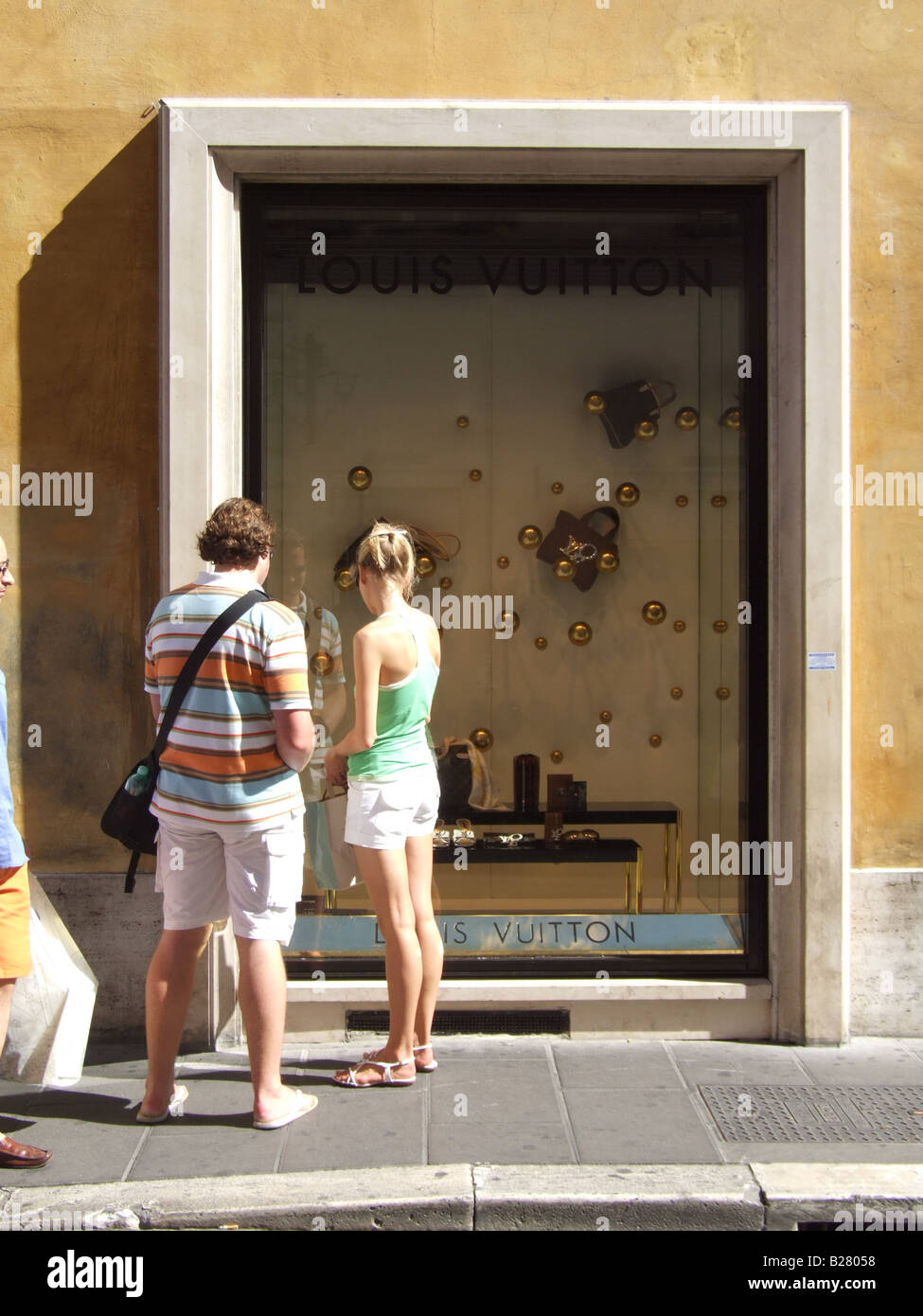 Video effect on the steps in fashion store and jeweller's Louis Vuitton,  Via dei Condotti, Rome, Lazio, Italy, Europe Stock Photo - Alamy