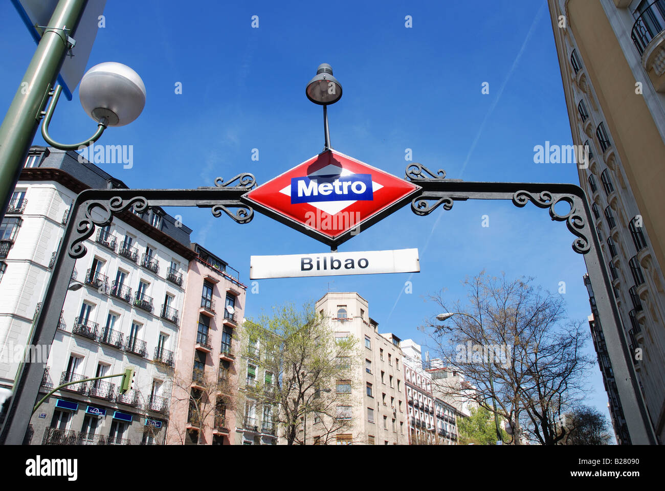 Bilbao Metro sign. Madrid. Spain. Stock Photo