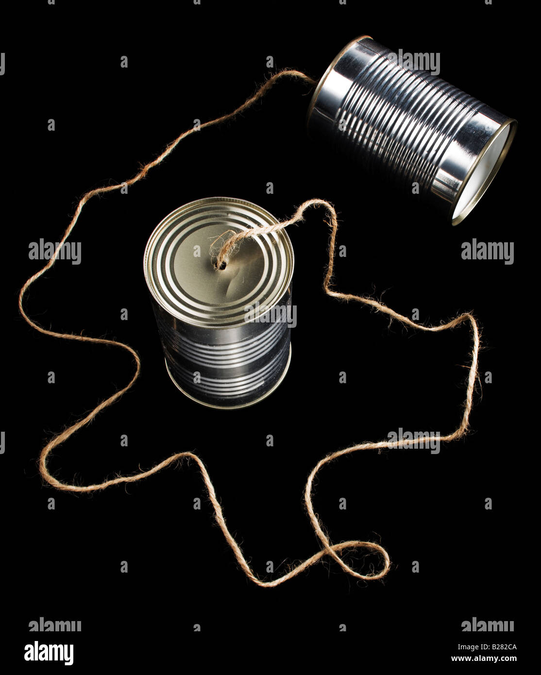Tin can telephone Stock Photo Alamy