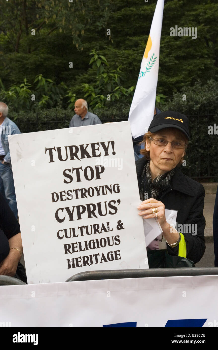 Cypriots outside Turkish Embassy in Belgave Square London on 34th