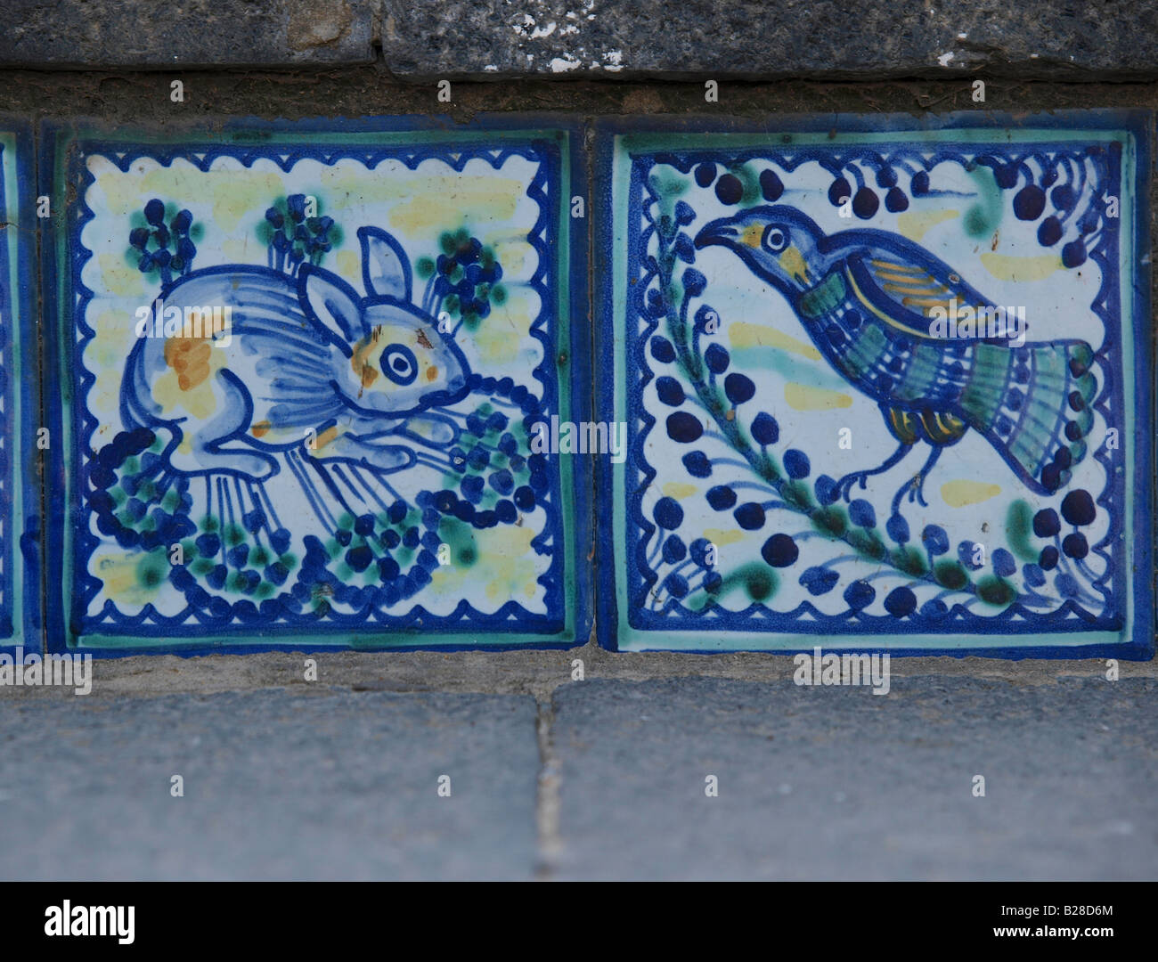 Ceramic tile detail from the 142 steps (rabbit and bird Stock Photo Alamy