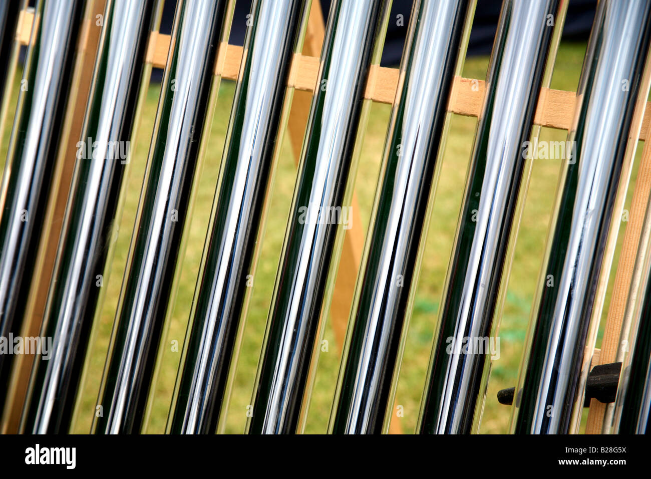 Glass tubes forming part of domestic solar water heating system Stock Photo