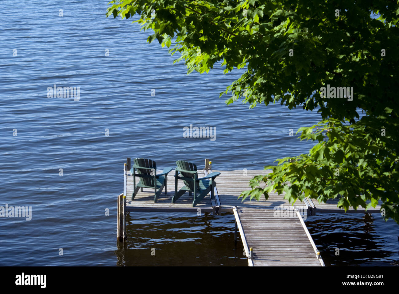lounge dock at  Ripplecove Inn Ayer's Cliff Quebec Stock Photo
