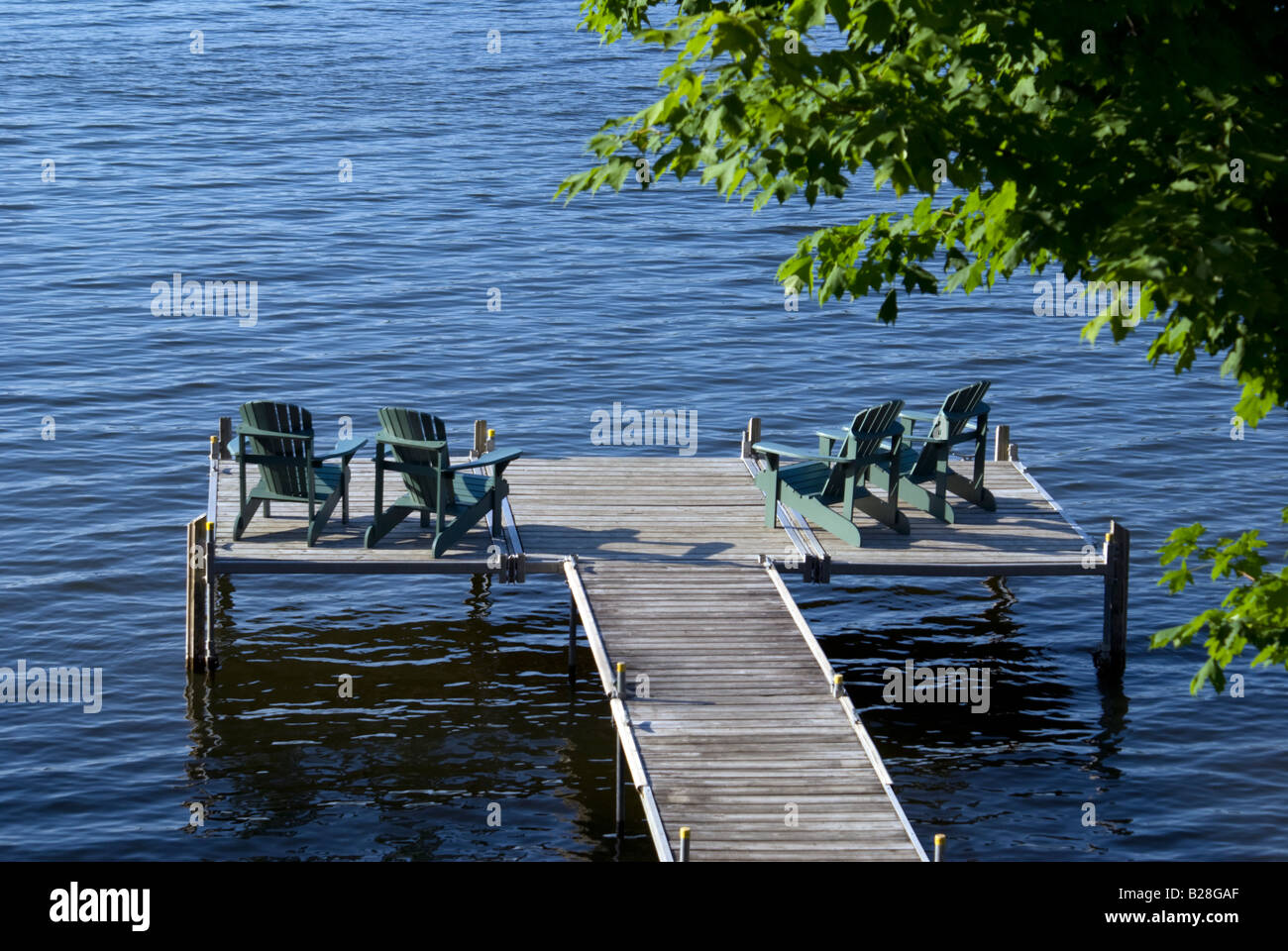 lounge dock at  Ripplecove Inn Ayer's Cliff Quebec Stock Photo