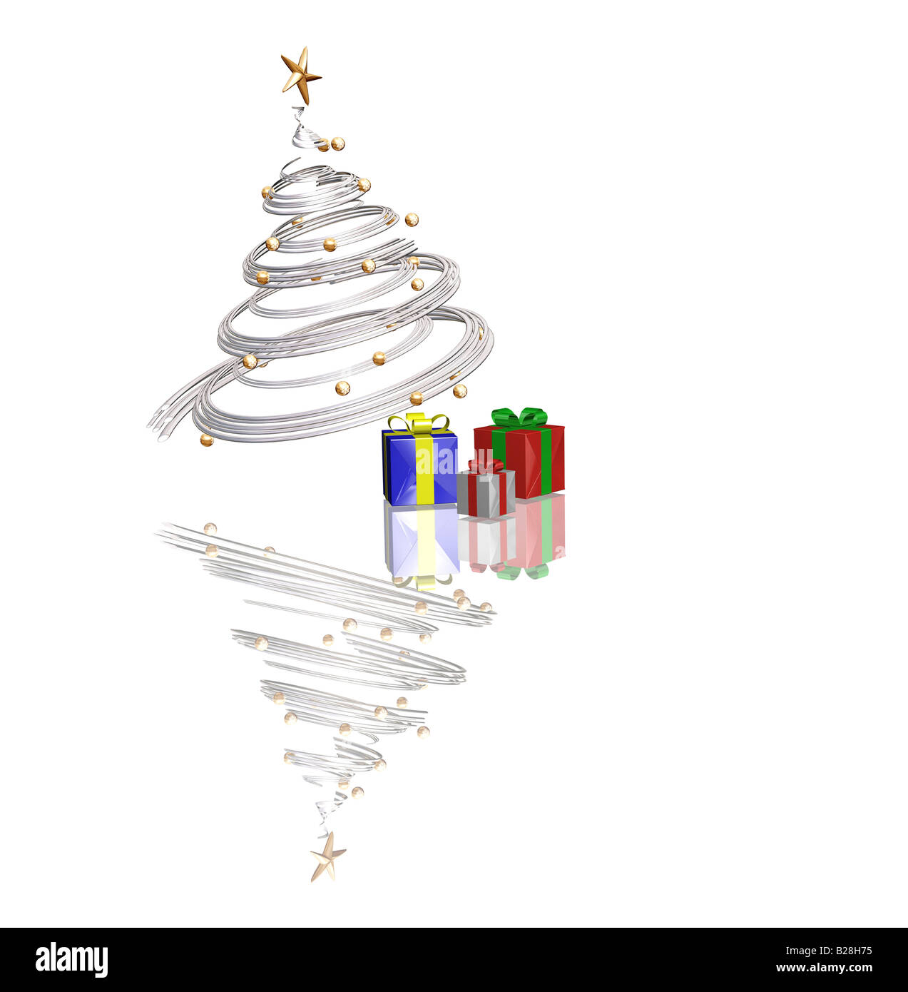 3D render of Christmas tree with gifts underneath it Stock Photo - Alamy
