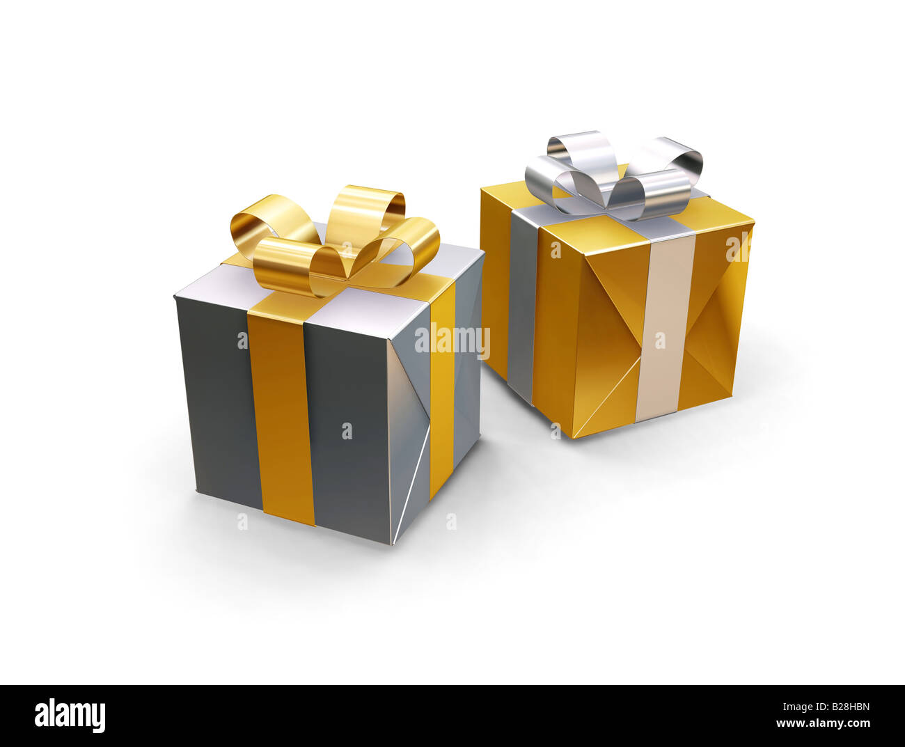 3D renders of wrapped gifts Stock Photo