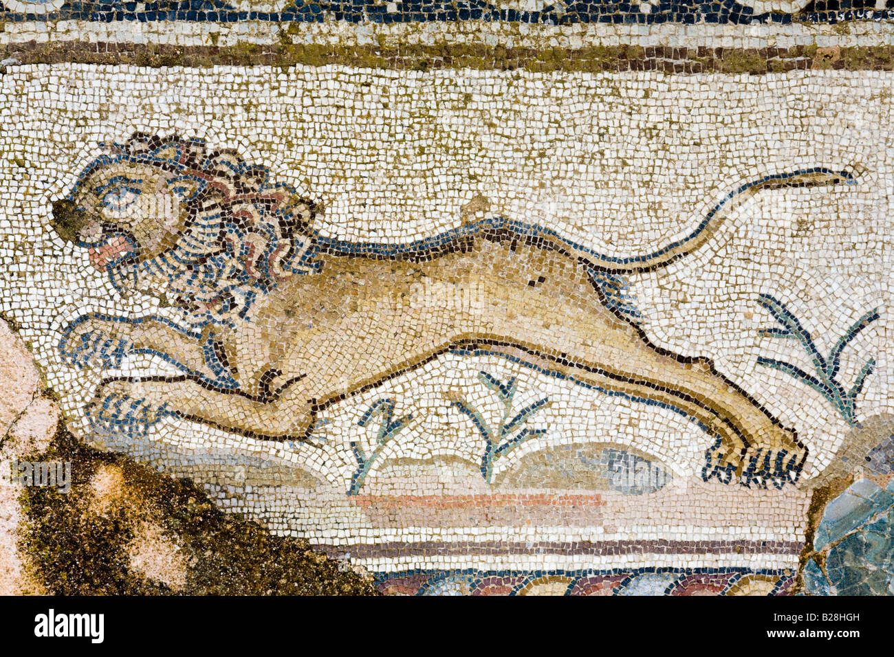 Detail of a mosaic in the House of Theseus, Pafos Mosaics, Nea Pafos, Cyprus Stock Photo