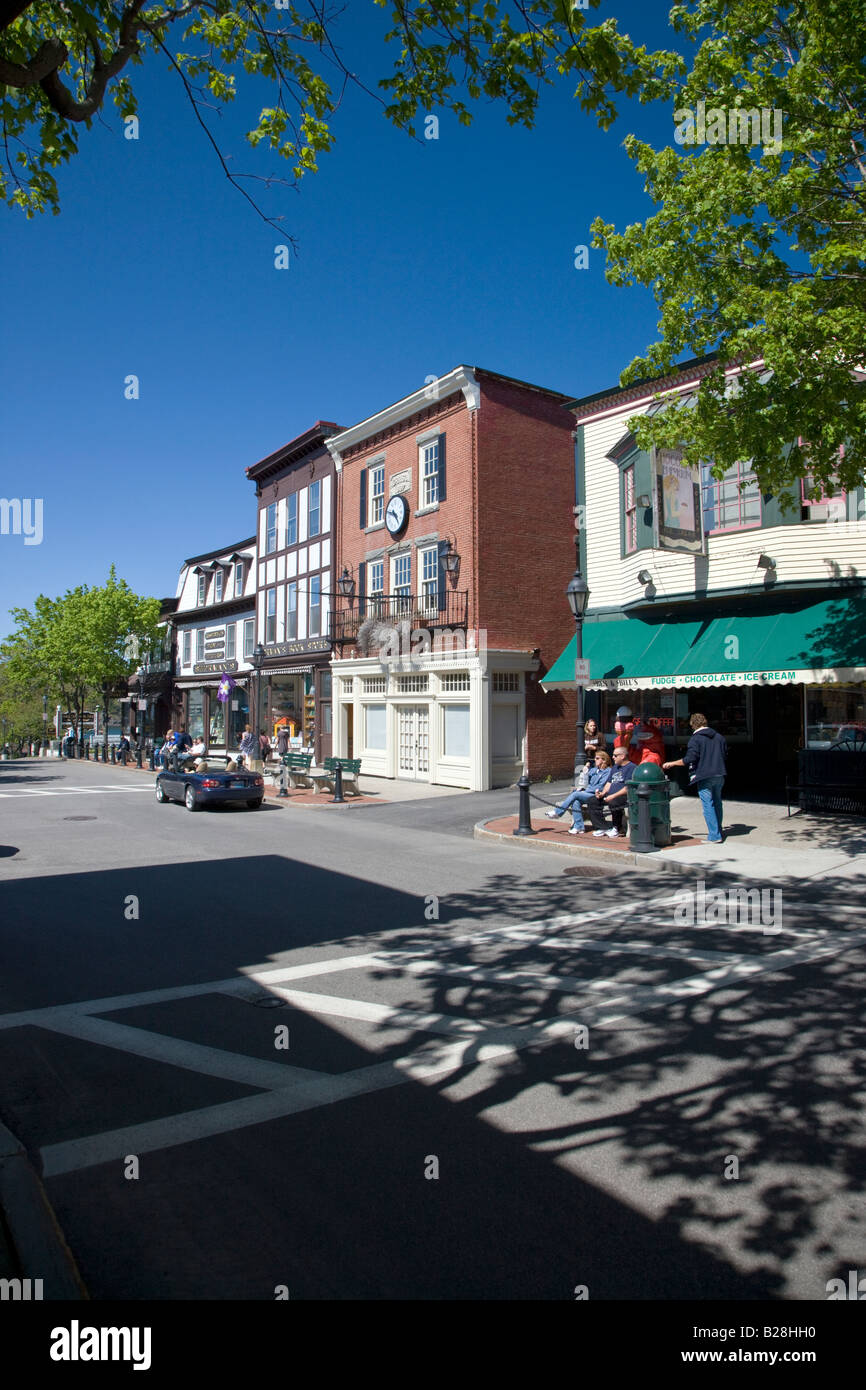 Shops in the town of Bar Harbor, ME Stock Photo