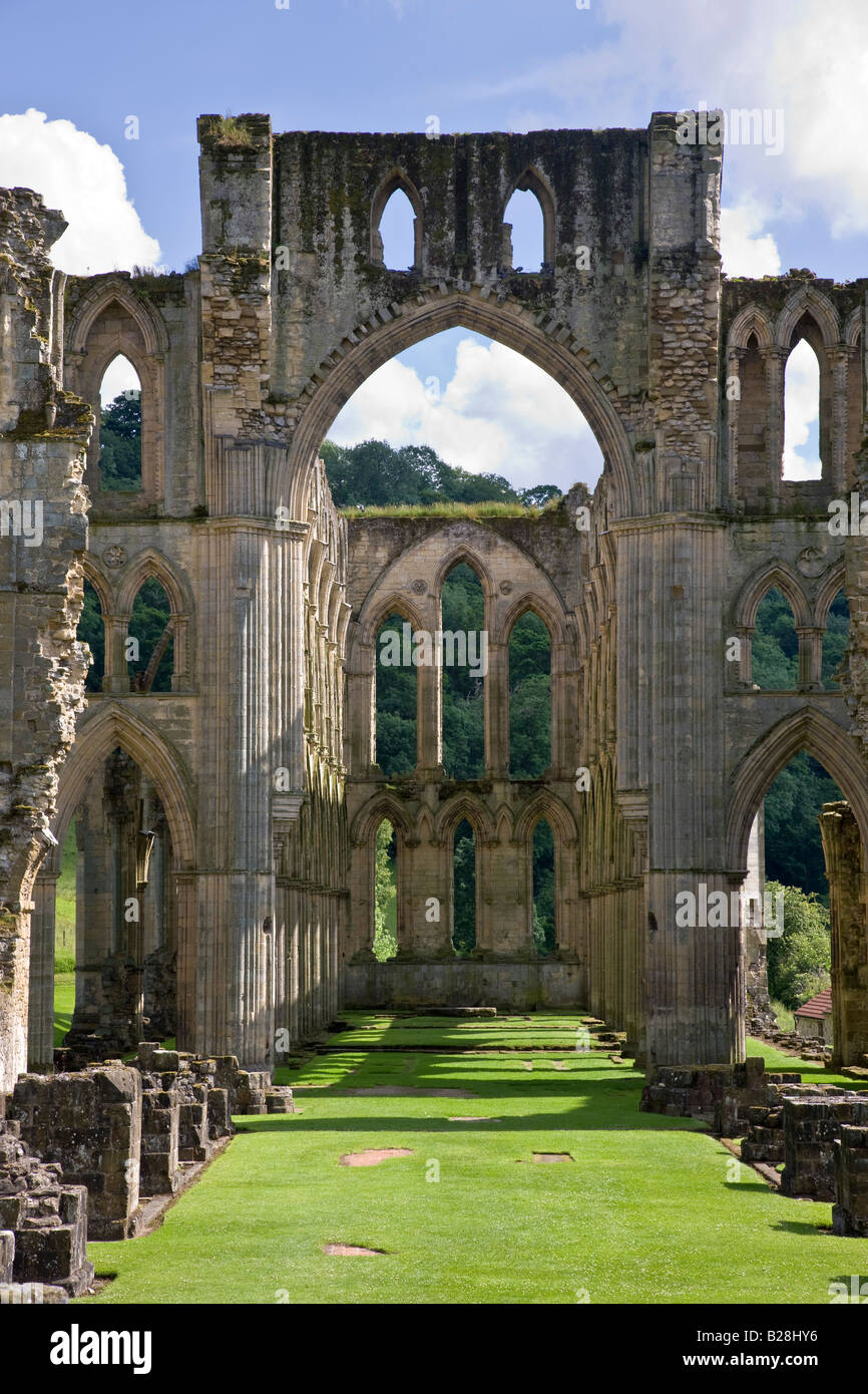 North Yorkshire Ryedale Rievaulx Abbey The Choir and Nave Stock Photo