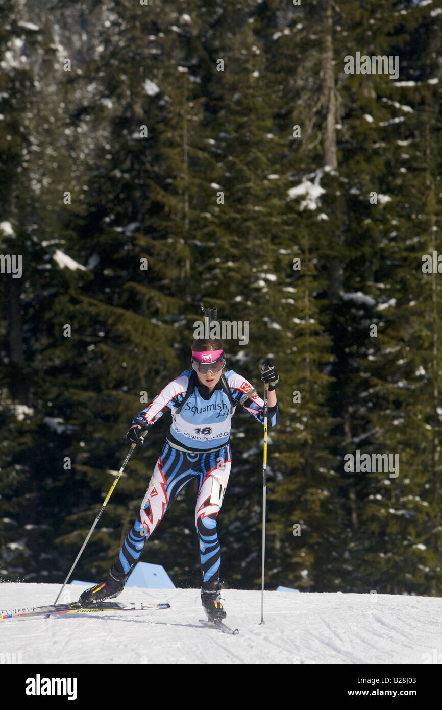 Cross Coutry Ski Racers callahan valley whistler  British Columbia Canada Stock Photo