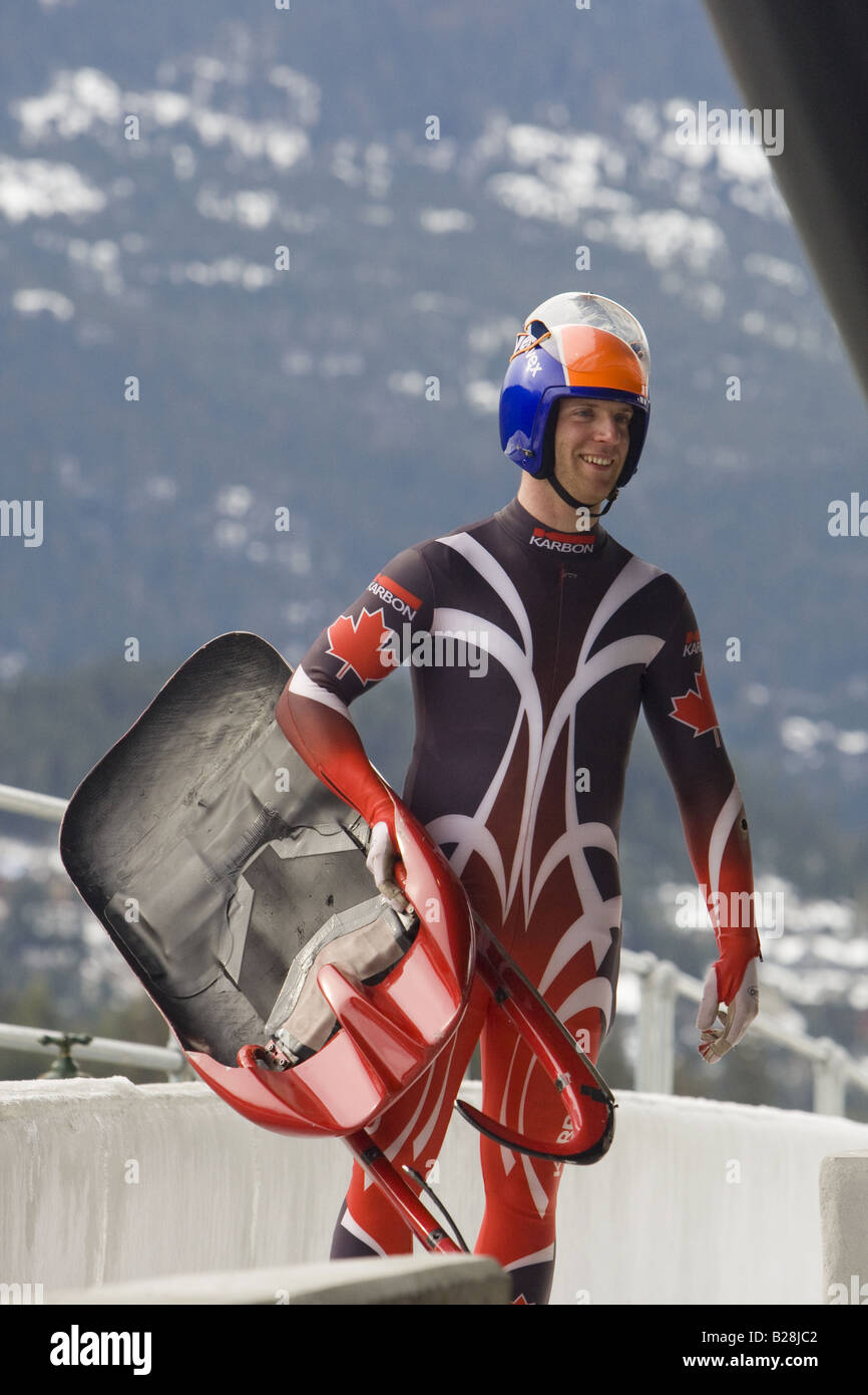 Louge at the Whistler Sleding Centre British Columbia Canada Stock Photo