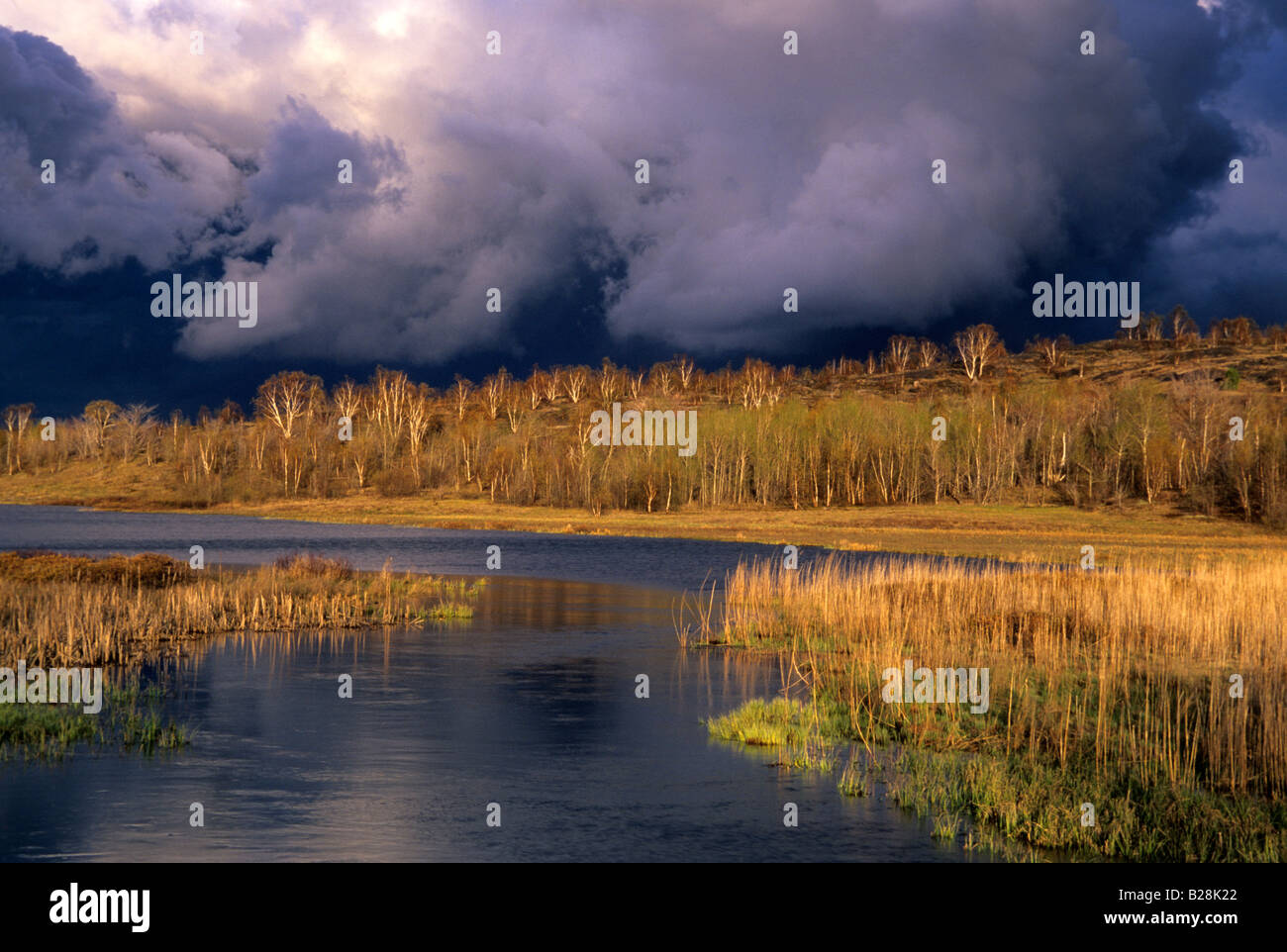 Storm clouds above Robinson Lake, Sudbury, Ontario, Canada. Stock Photo