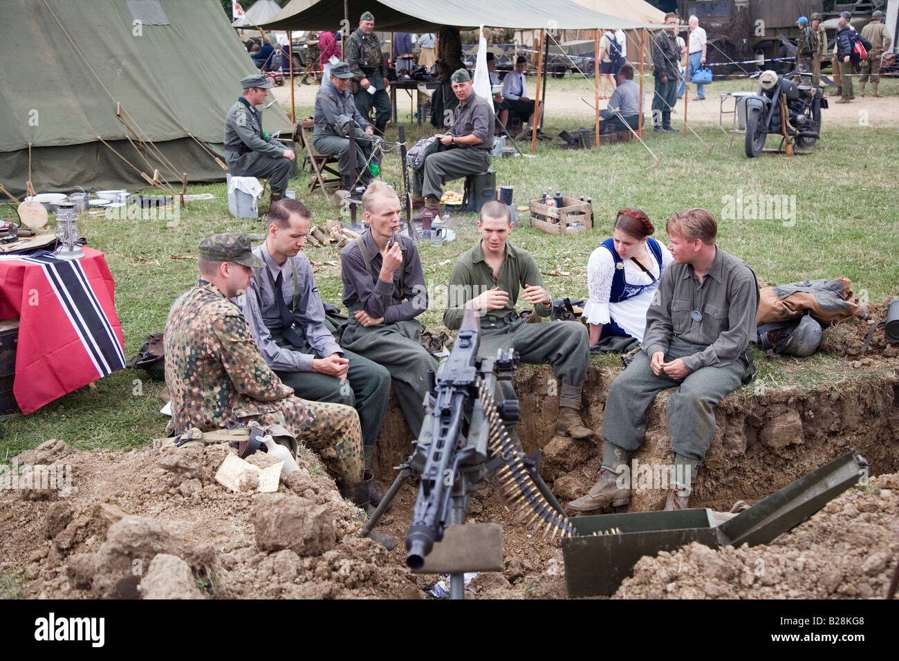 people dressed as a nazi at war and  peace living history show in kent Stock Photo