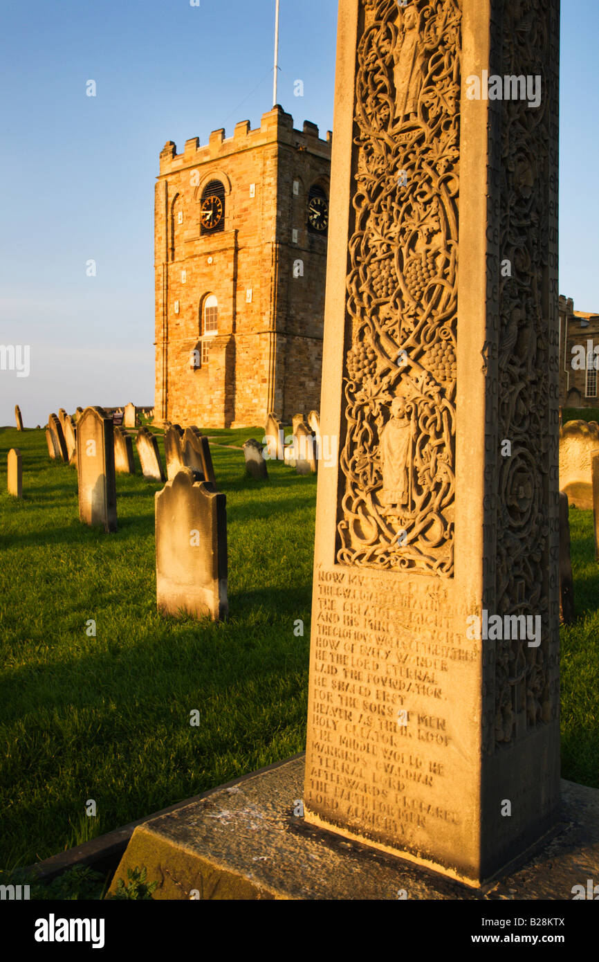 Caedmons Cross and St Marys Church Whitby Yorkshire England Stock Photo