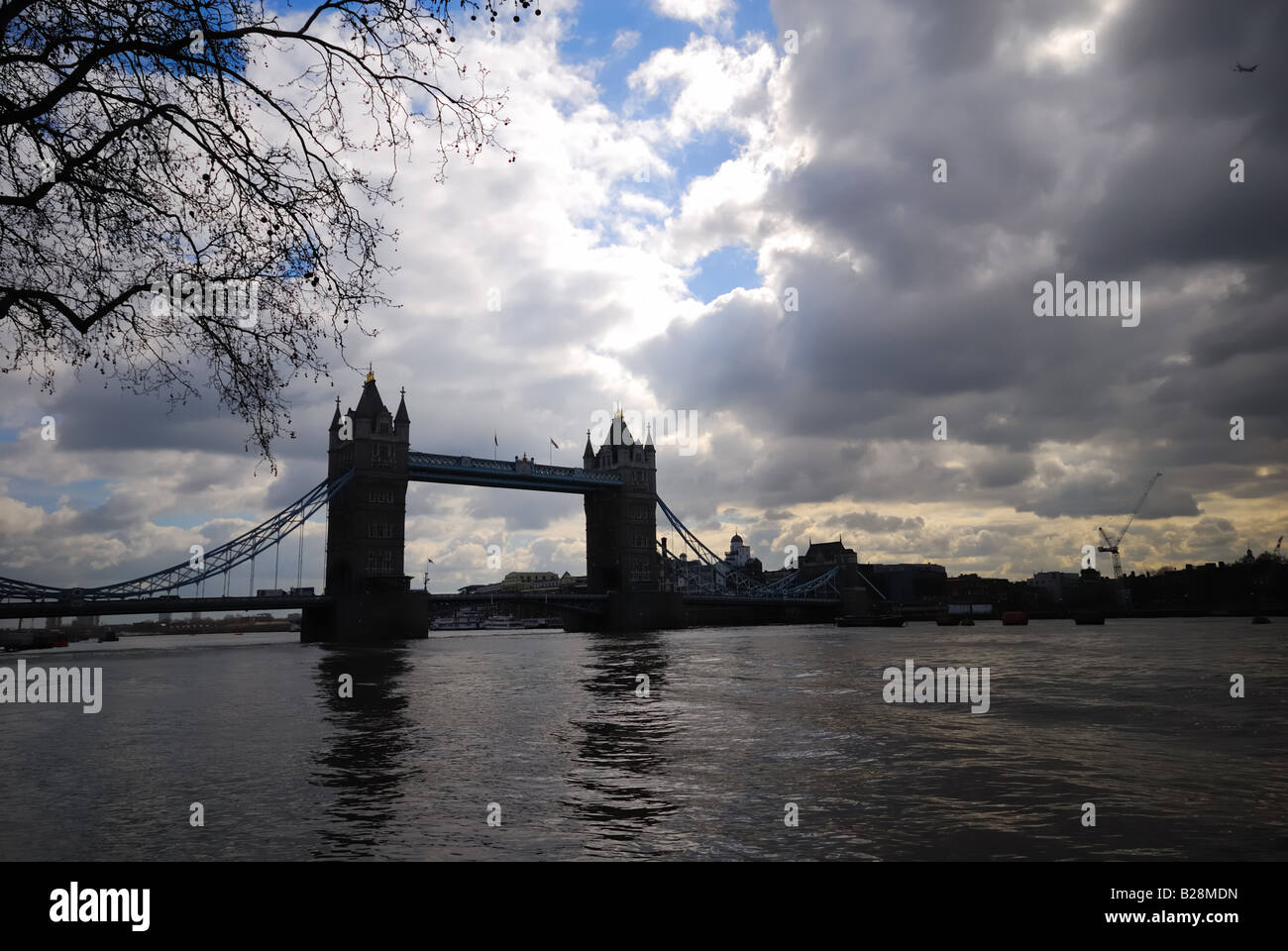 Tower bridge with background of storm clouds London England UK Stock ...