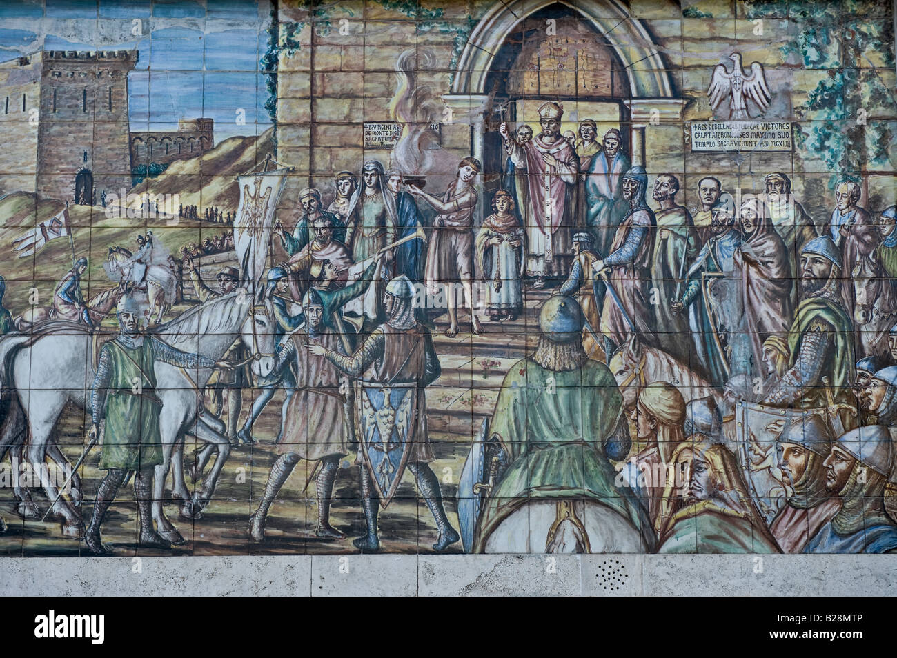 Ceramic mural outside Sant'Agostino Institute Stock Photo