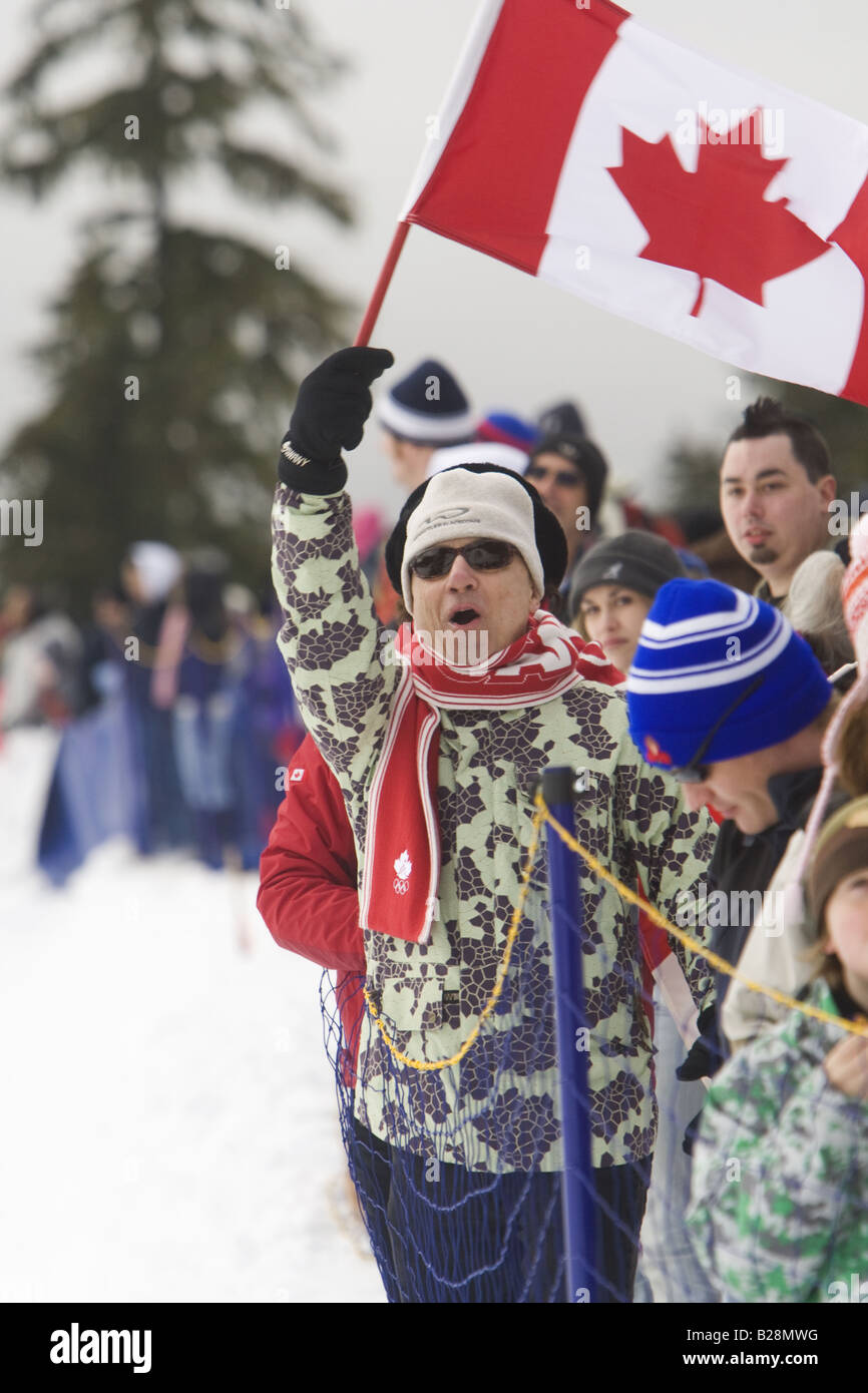 People celebrating Whistler British Columbia Canada ,callahan valley Stock Photo