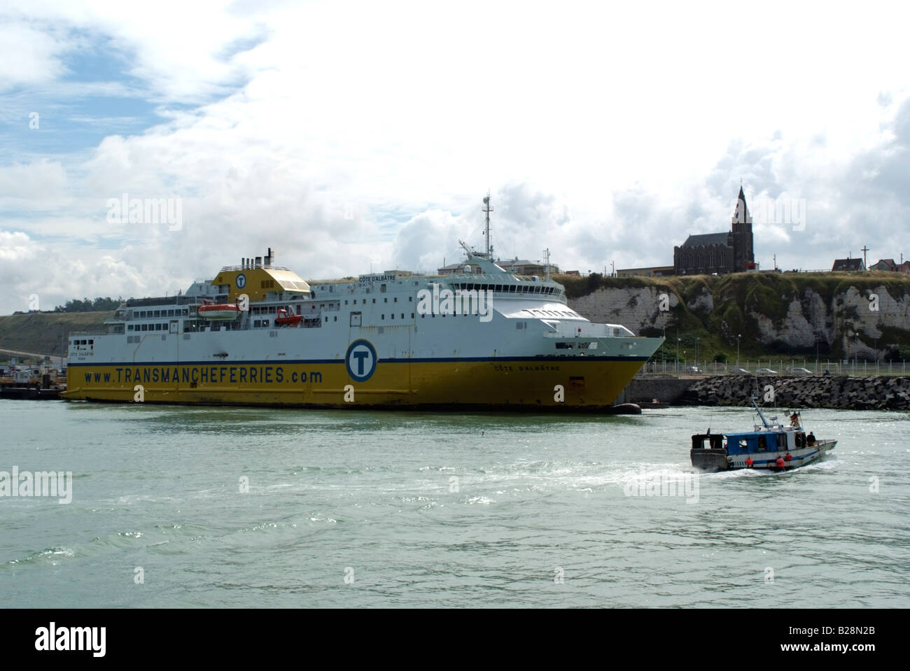 The Cote D albatre ferry alongside the harbour at Dieppe France Europe The ship is enroute from Newhaven in England  LD Lines Stock Photo