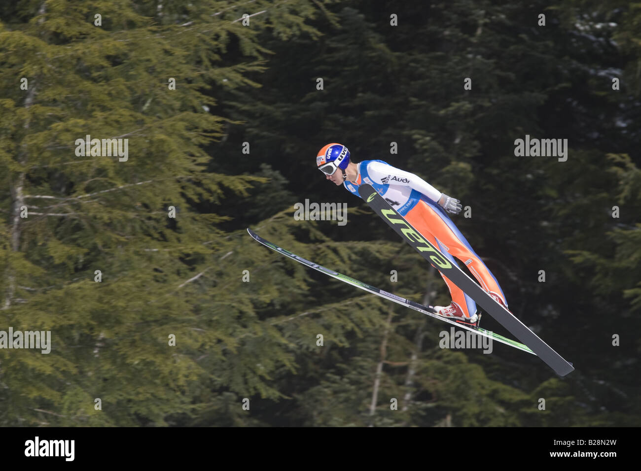 Ski Jumpers callahan valley British Columbia Canada Stock Photo