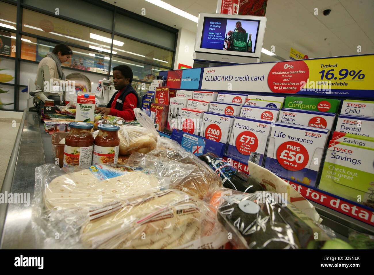 Food on the check out belt at a Tesco superstore in Central London 2008 Picture by Andrew Parsons Stock Photo