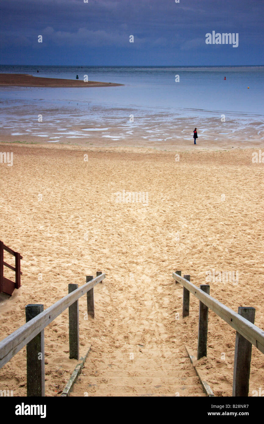 The beach in a surreal light, Wells next the Sea, Norfolk. Stock Photo