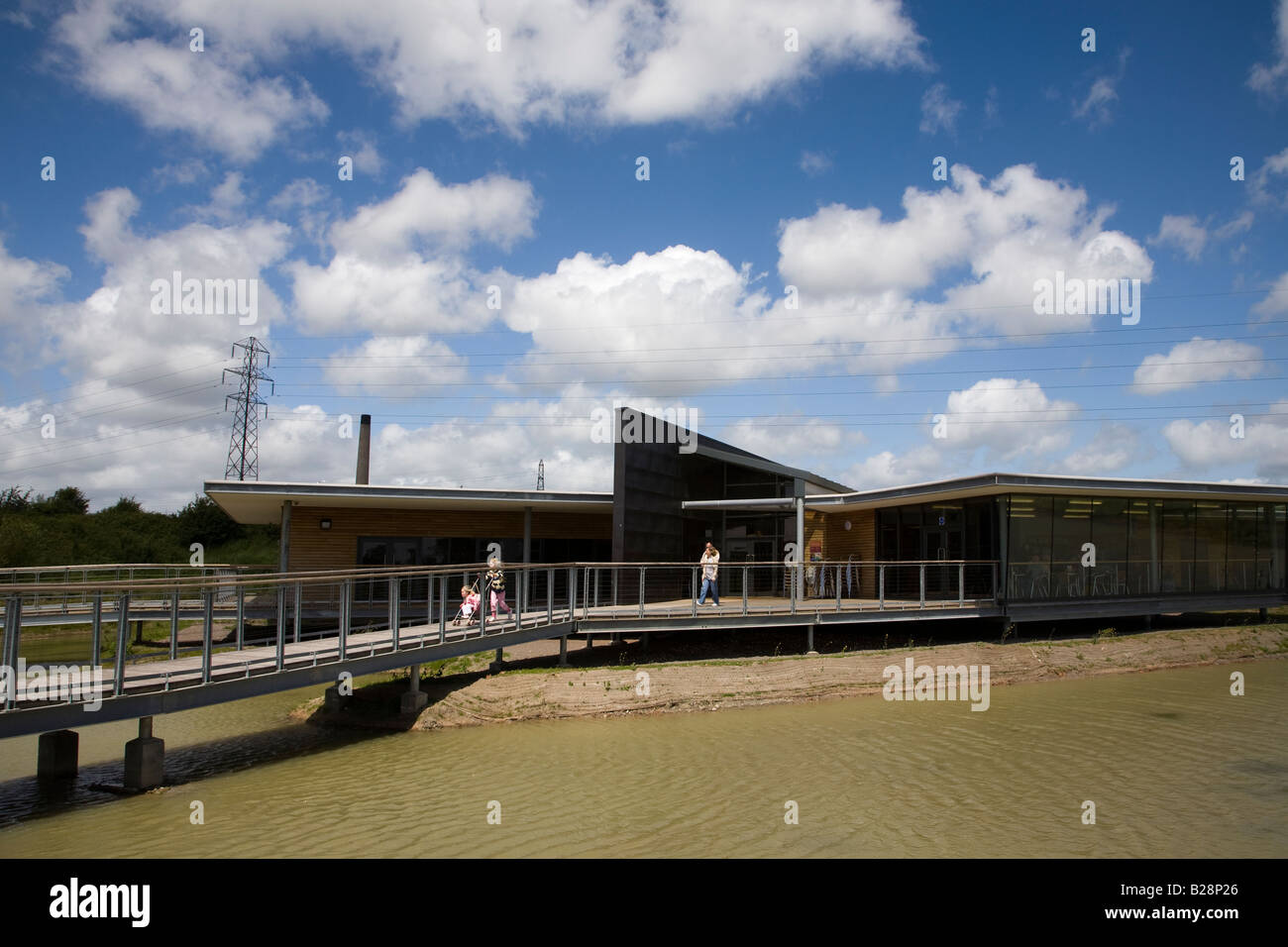 The visitor centre at Newport Wetlands nature reserve Wales UK Stock Photo