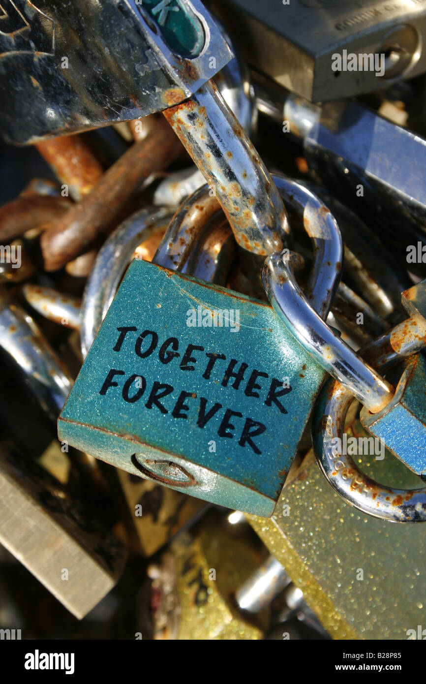 love locks on the milvio bridge in rome, italy Stock Photo Alamy