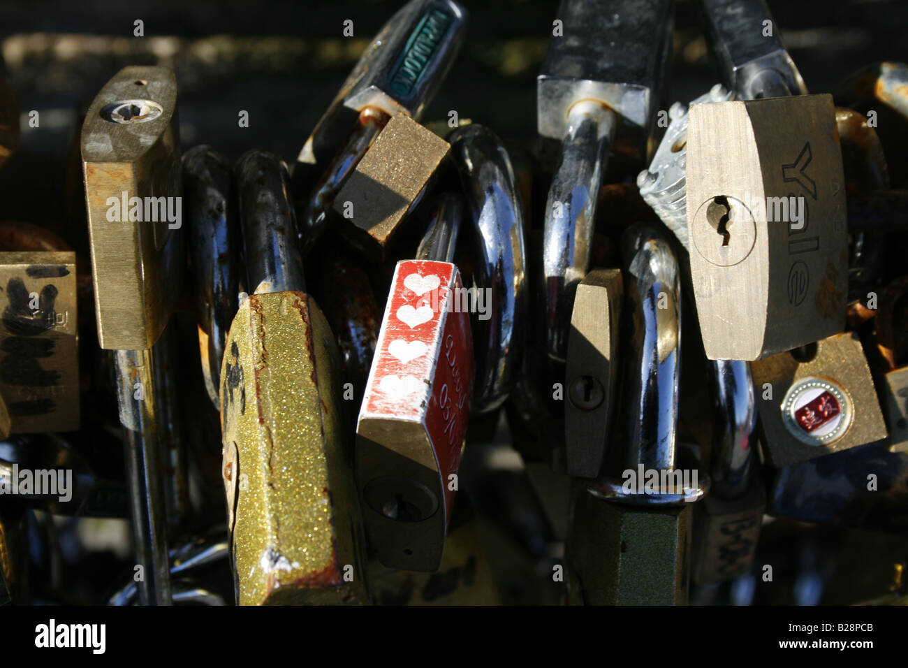 love locks on the milvio bridge in rome, italy Stock Photo Alamy