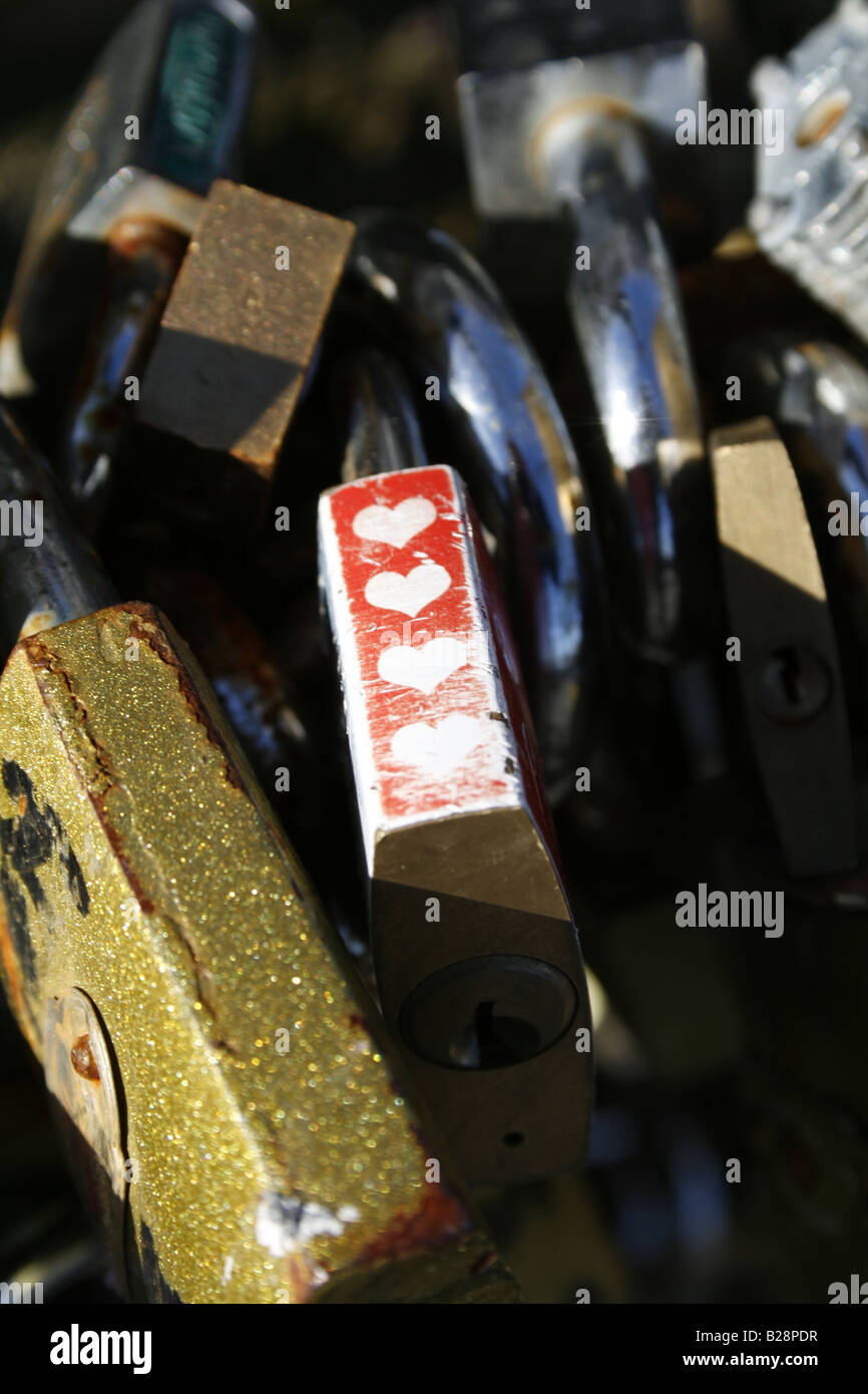 love locks on the milvio bridge in rome, italy Stock Photo Alamy