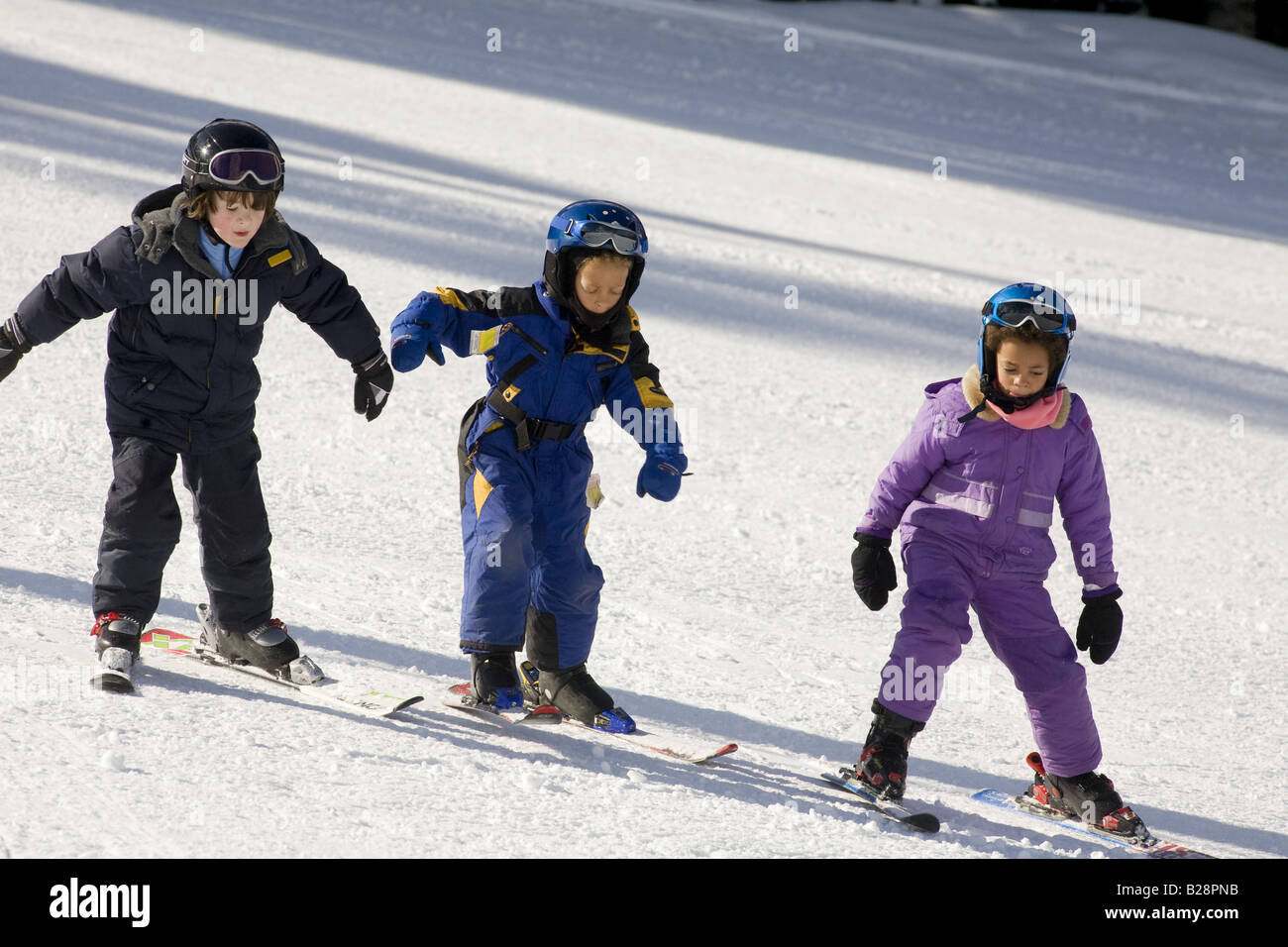 Children learning to ski Whistler British Columbia Canada Stock Photo