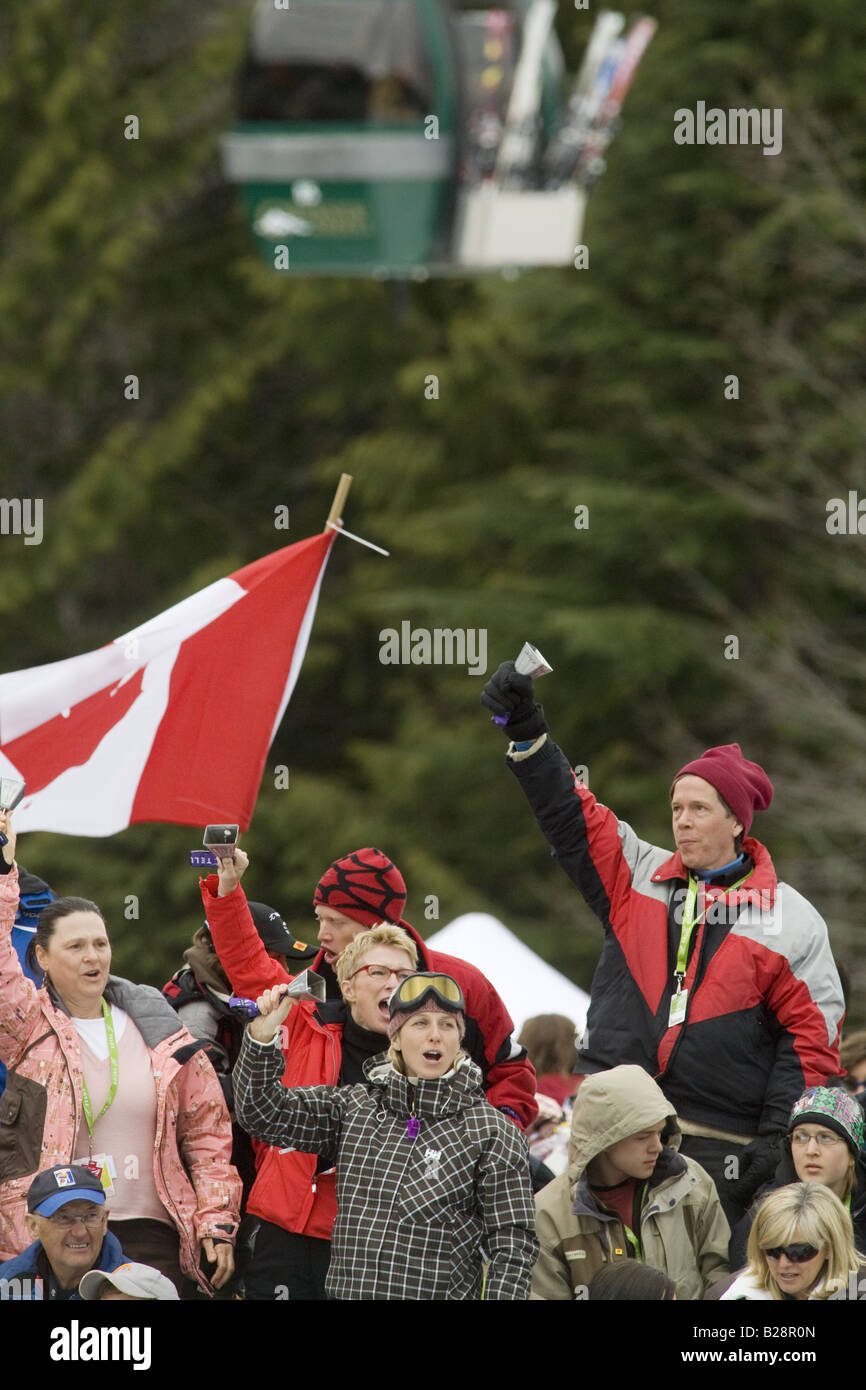 People celebrating Whistler British Columbia Canada Stock Photo