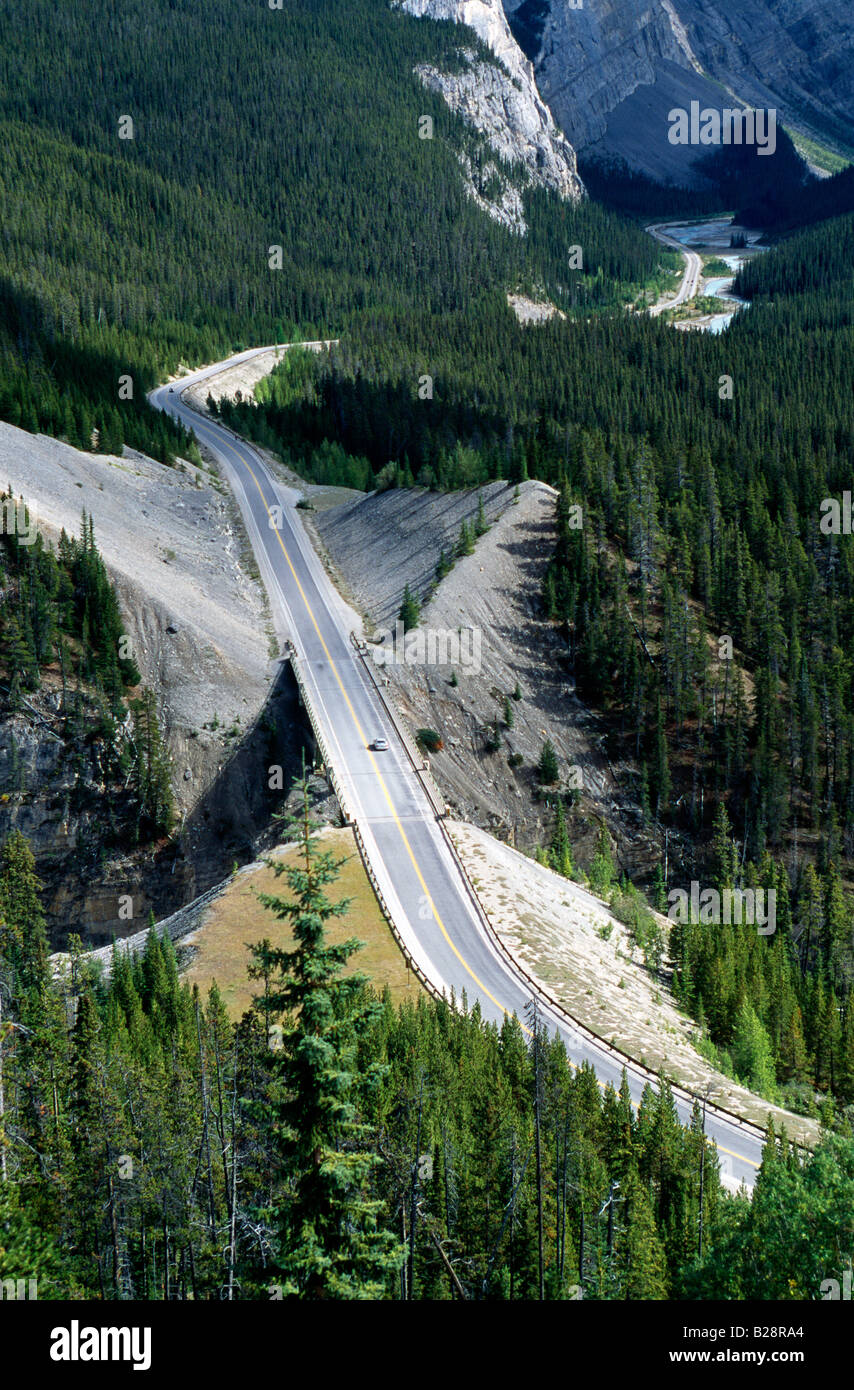 Route 93 north of Lake Louise, Banff National Park, Alberta, Canada Stock Photo