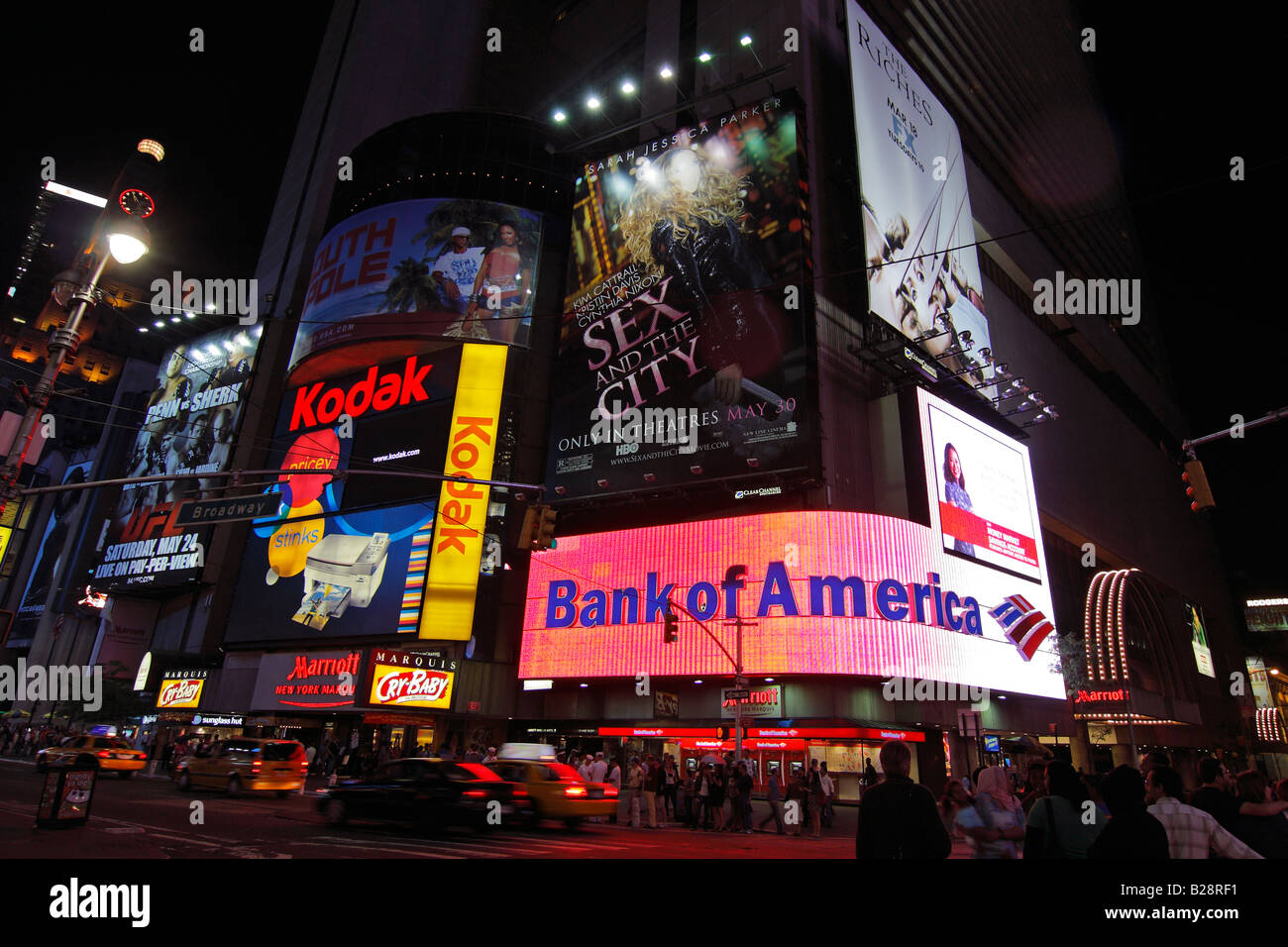 Times Square lights at night - New York City, USA Stock Photo - Alamy