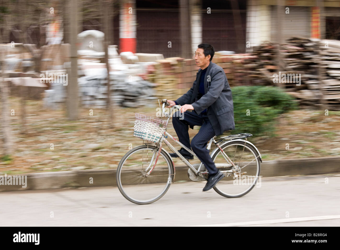 Man on bicycle near Guilin China Stock Photo