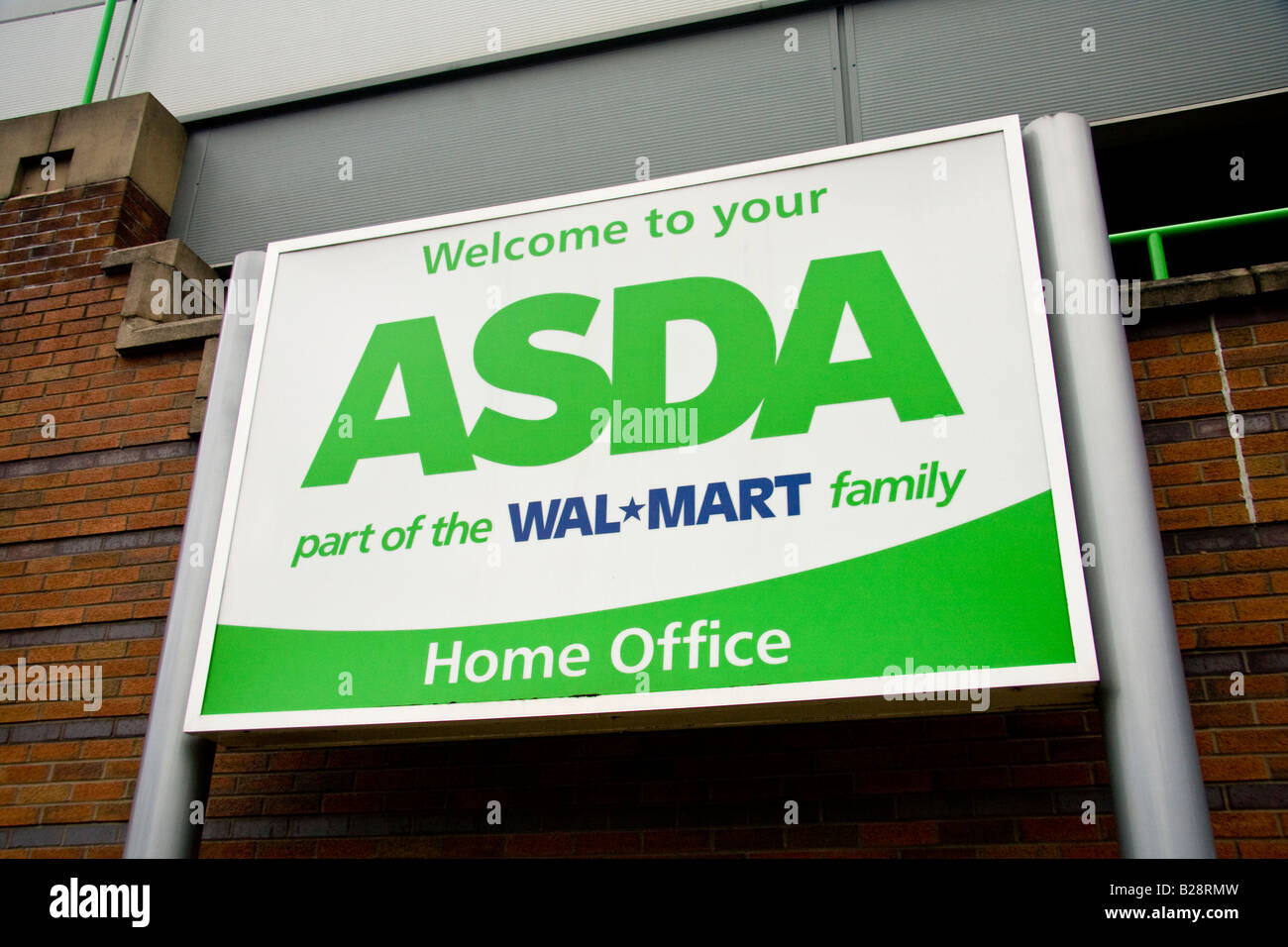 Asda Wal Mart Sign at the head office in Leeds West Yorkshire Stock