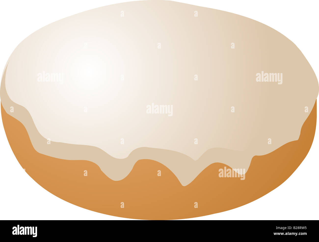 Vanilla icing covered donut vector isometric illustration Stock Photo