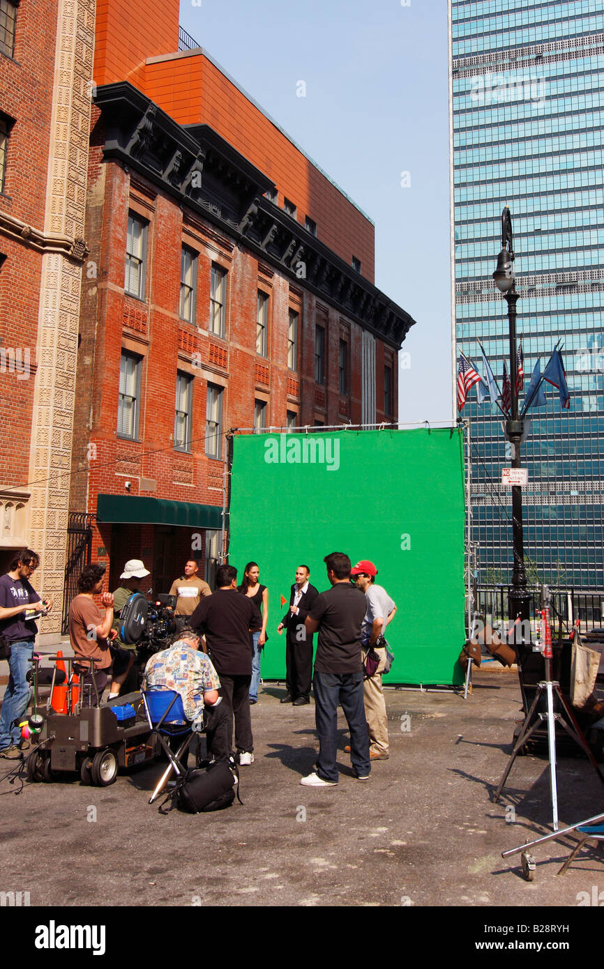 Movie making crew in Manhattan - New York City, USA Stock Photo