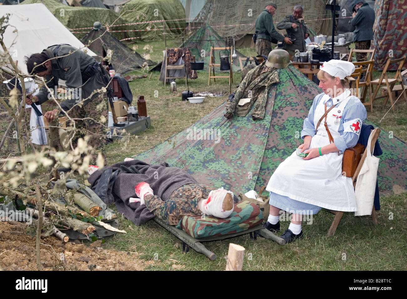 people dressed as a nazi at war and  peace living history show in kent Stock Photo