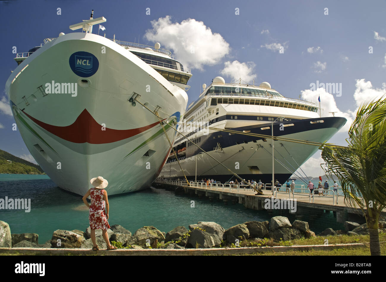 Cruise ships docked at Tortola Stock Photo