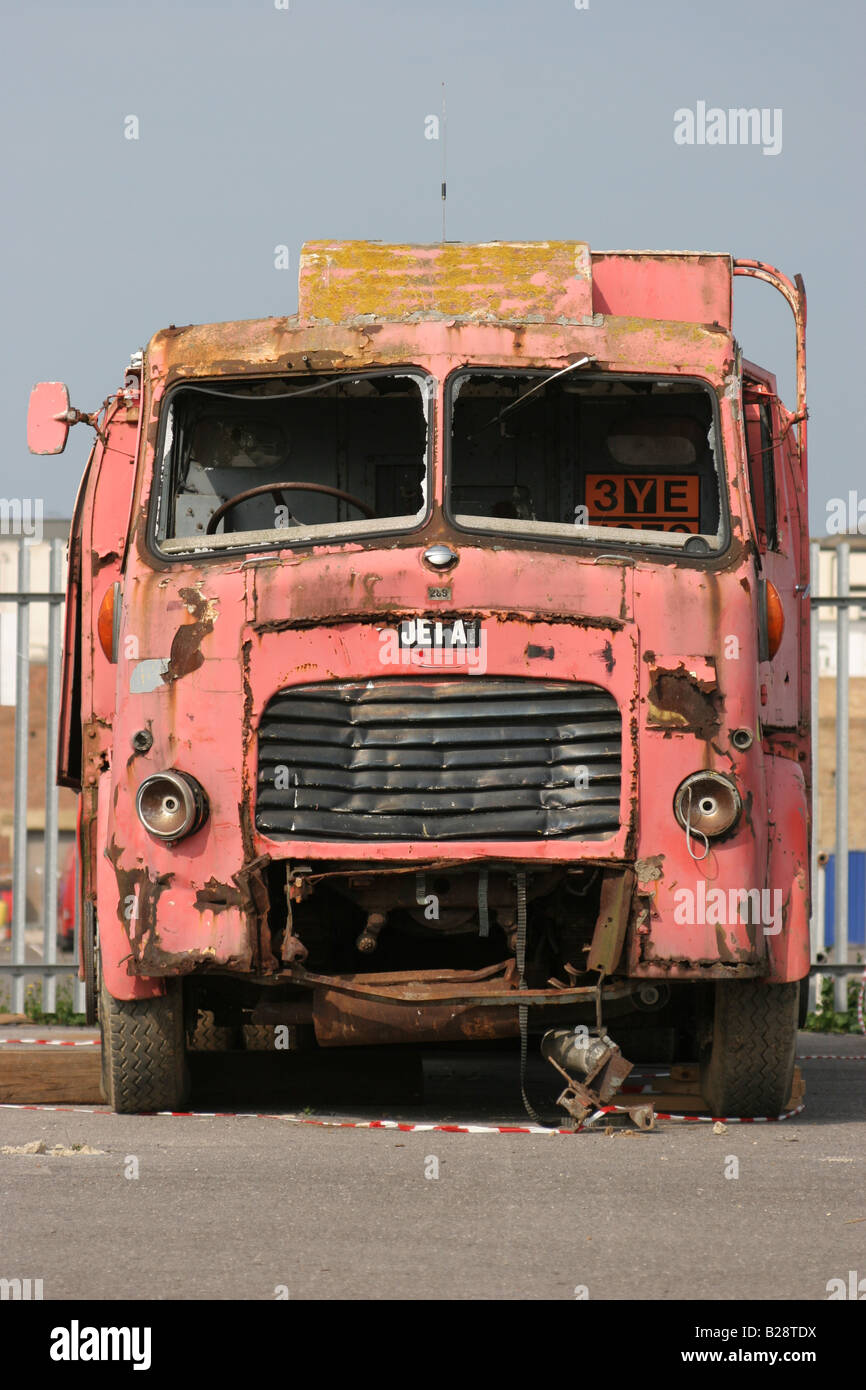 1950s Vintage Leyland Aviation Fuel Tanker Wreck At Margate Kent Stock ...