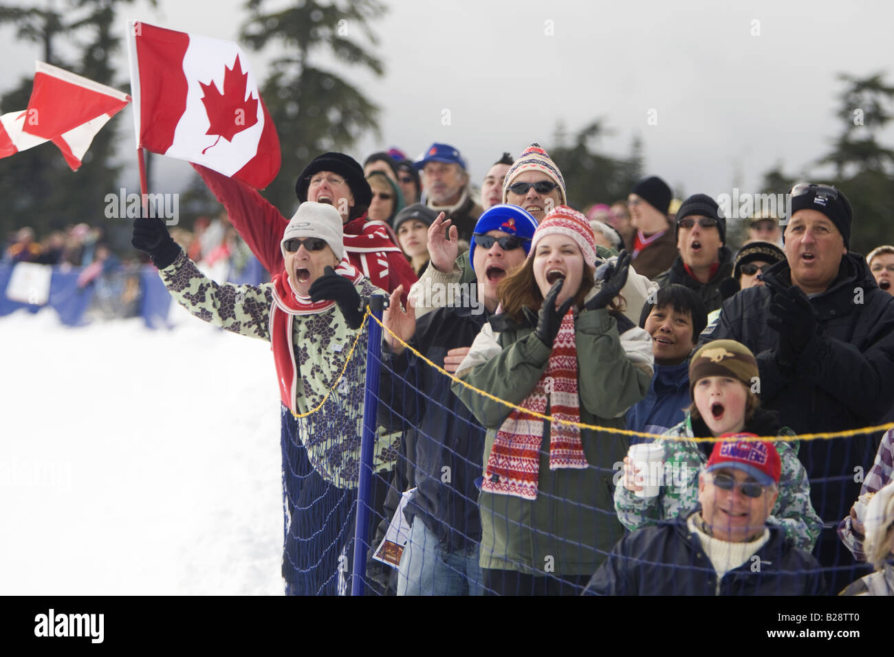 People celebrating callahan valley British Columbia Canada Stock Photo