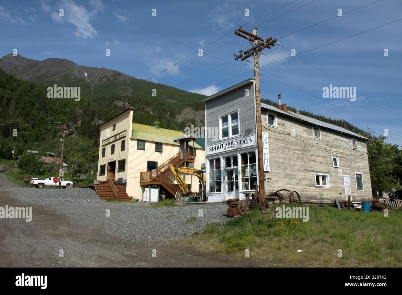 Hotel Chitina, and shop front, Chitina, Alaska. Stock Photo