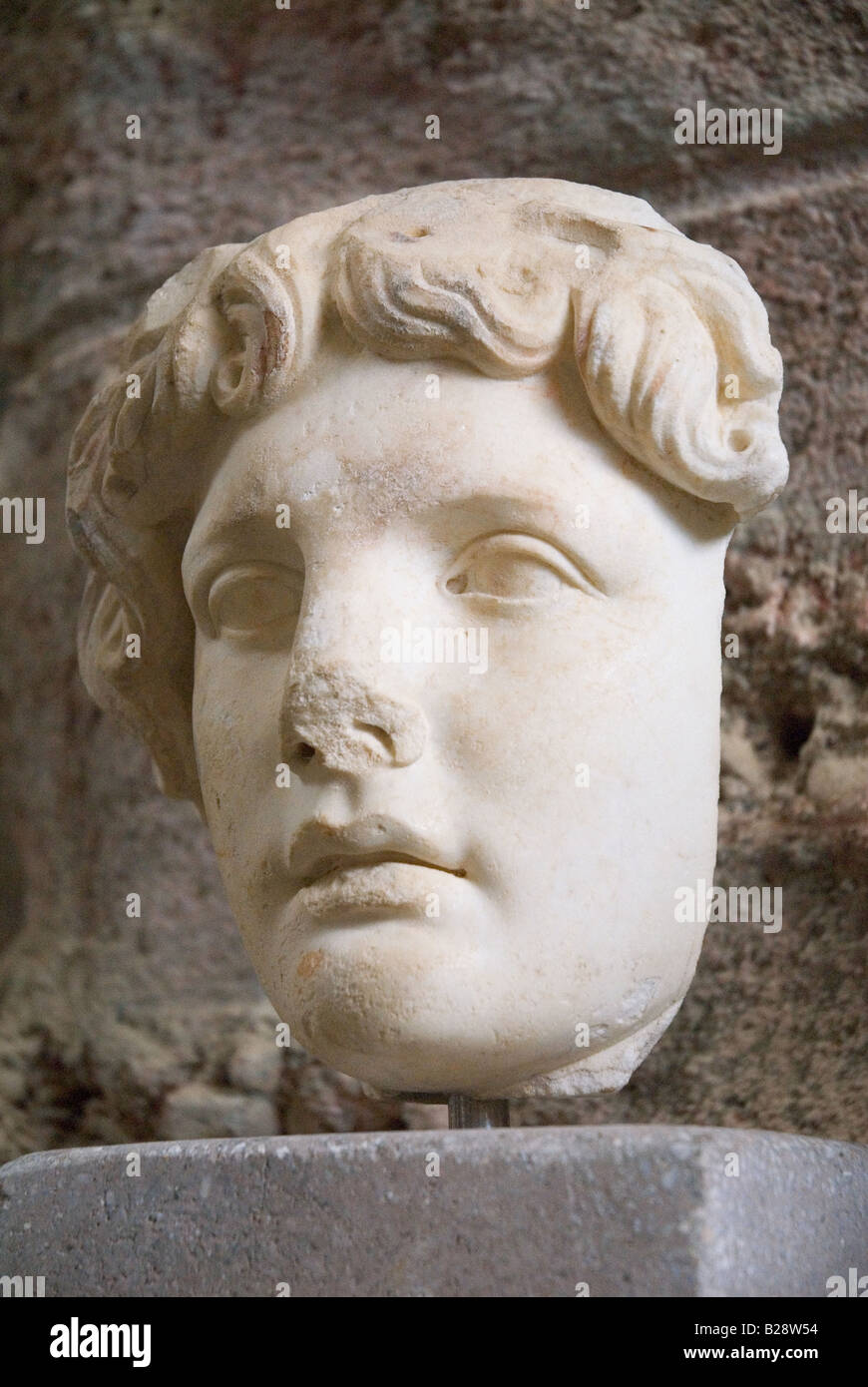 Apollo head, Side Museum, Antalya, Turkey Stock Photo