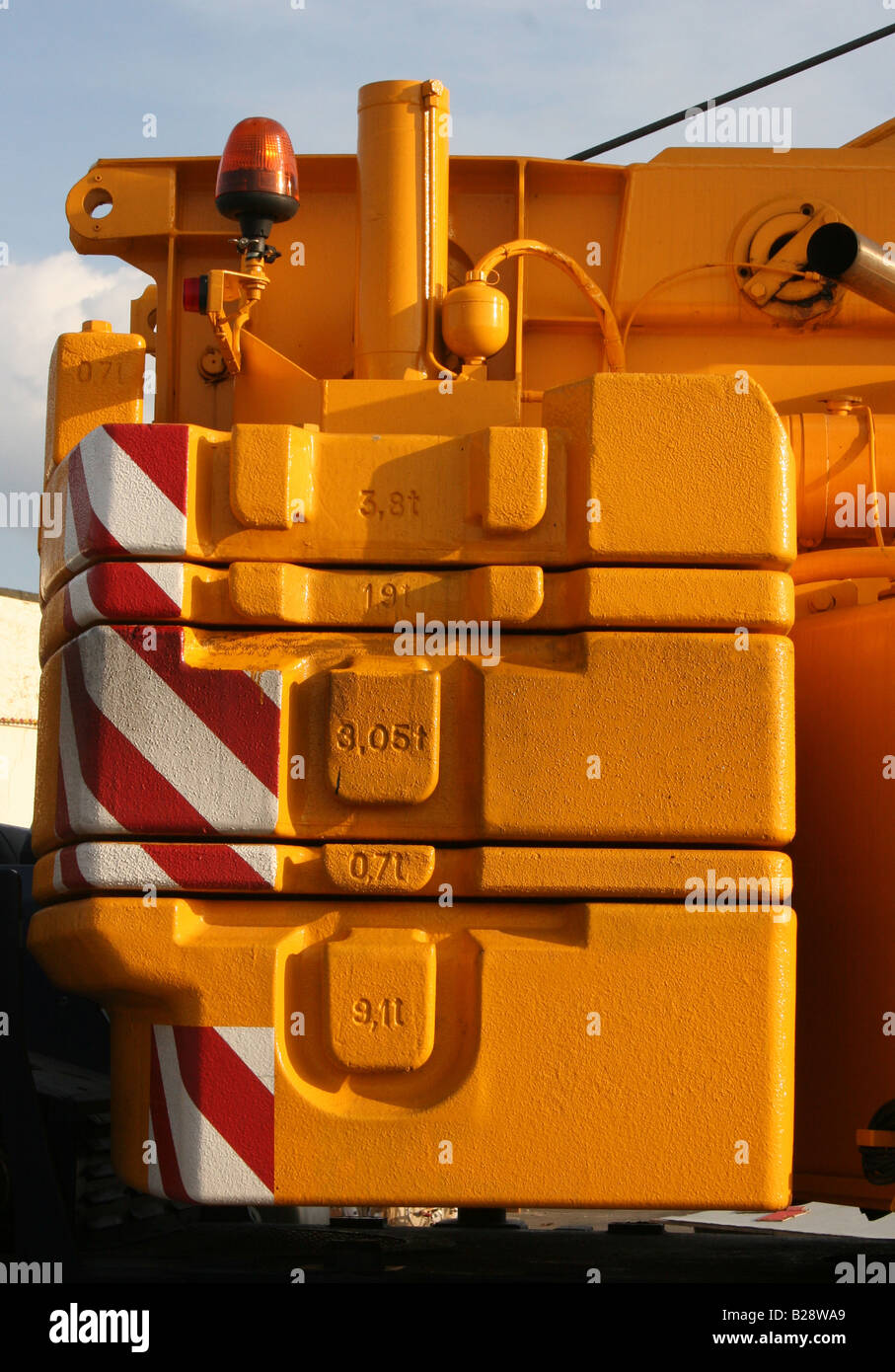 Counterweights from 30 ton mobile crane Stock Photo Alamy