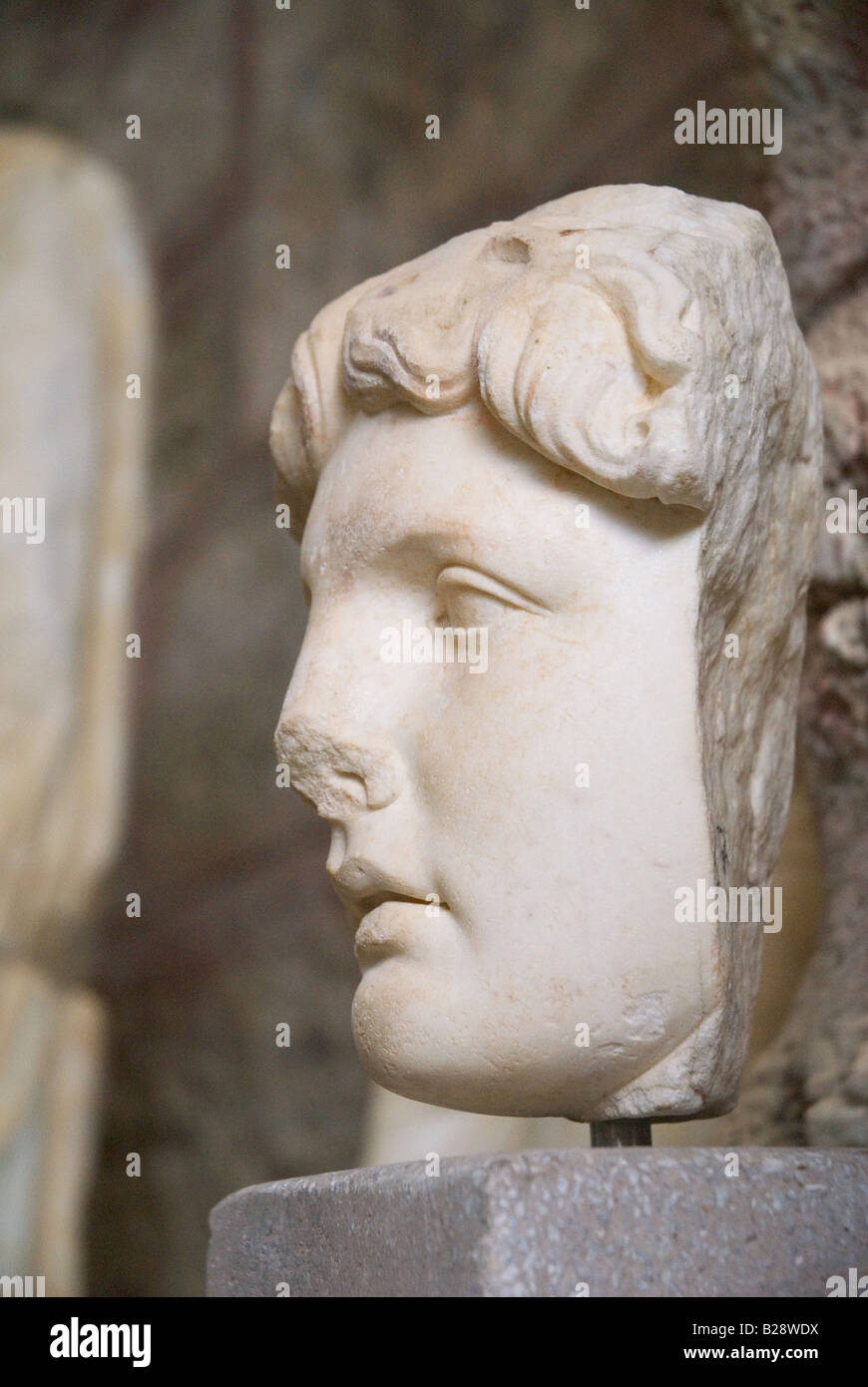 Apollo head, Side Museum, Antalya, Turkey Stock Photo