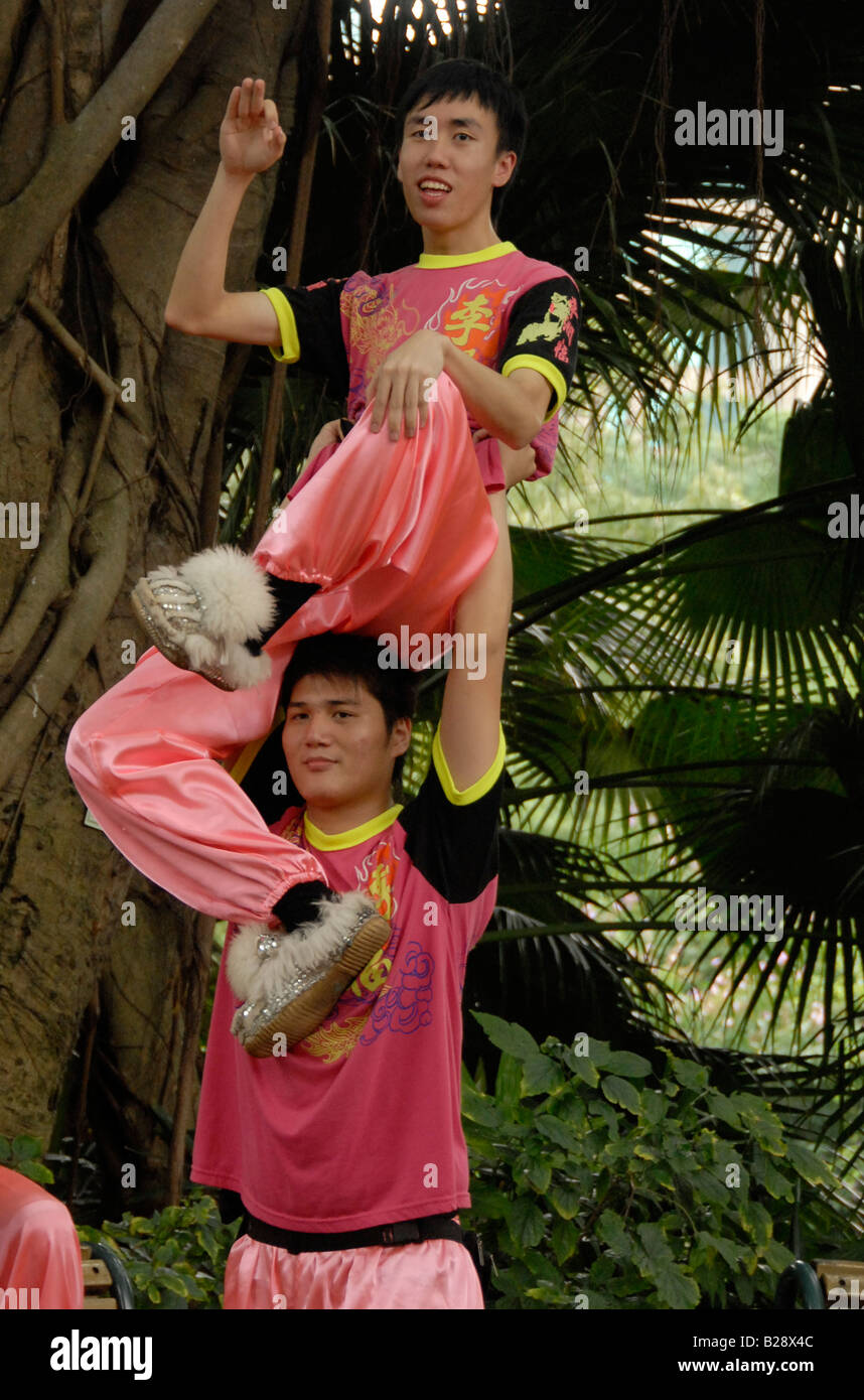 young martial art students practising lion dance, kowloon park kowloon
