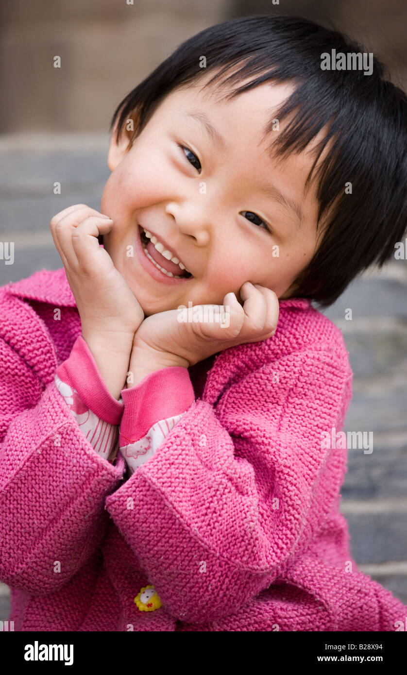 Young girl in Xian China has a one child family planning policy to reduce population Stock Photo