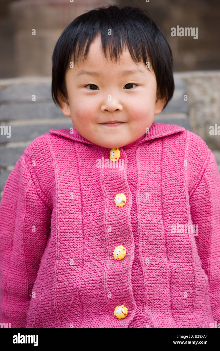 Young girl in Xian China has a one child family planning policy to reduce population Stock Photo