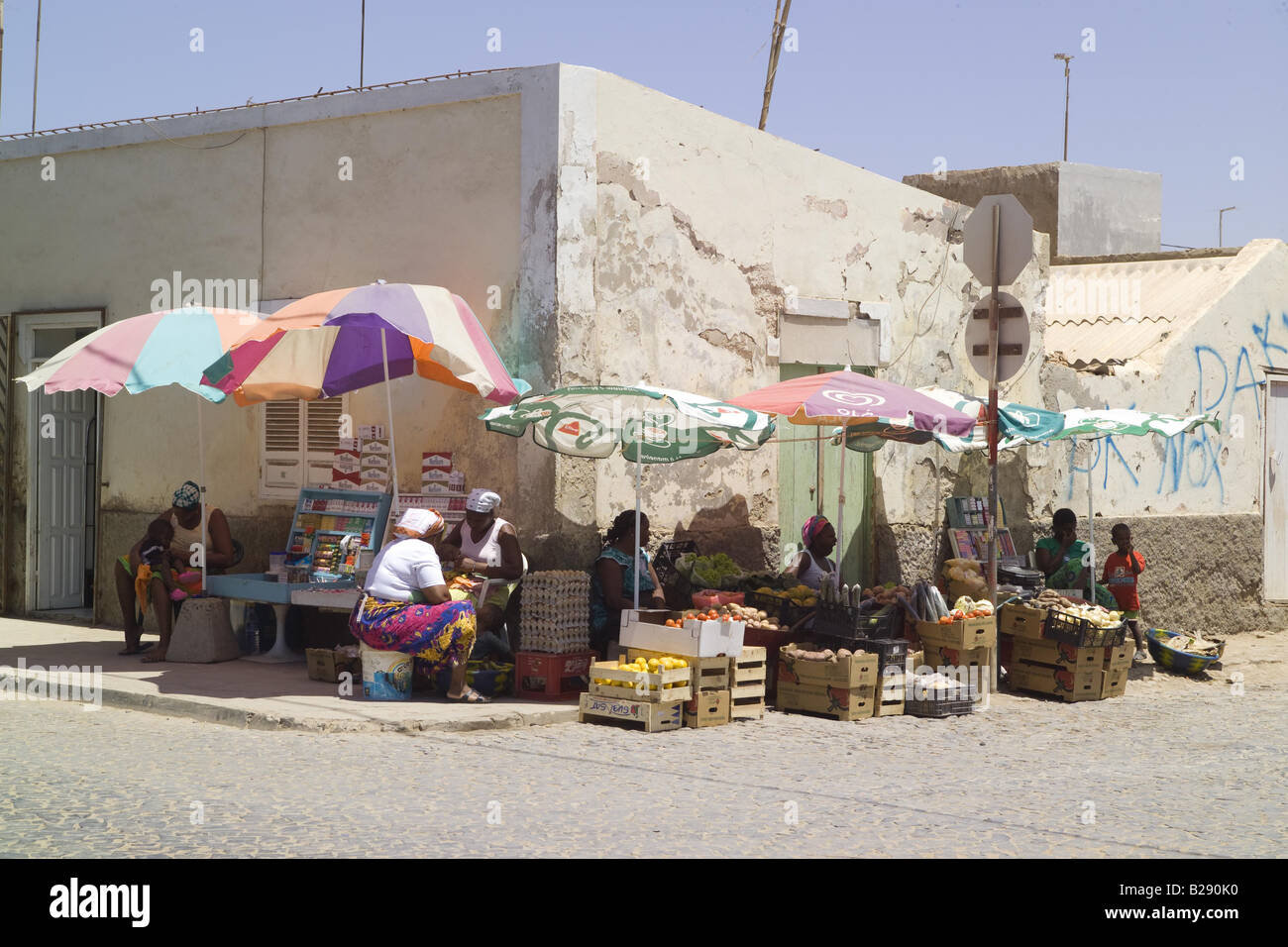 Street market Santa Maria Island of Sal Cape Verde Islands Stock Photo